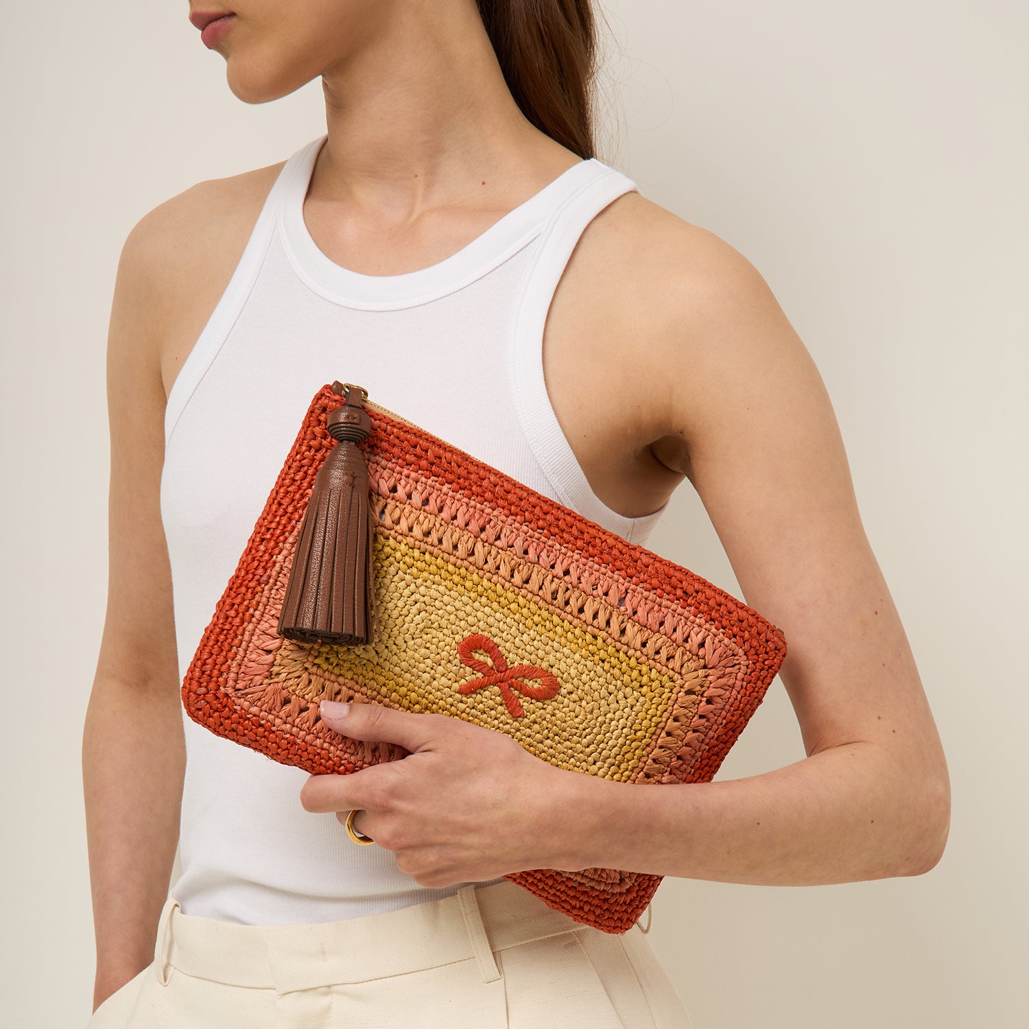 Raffia Tassel Bow Clutch | Anya Hindmarch UK