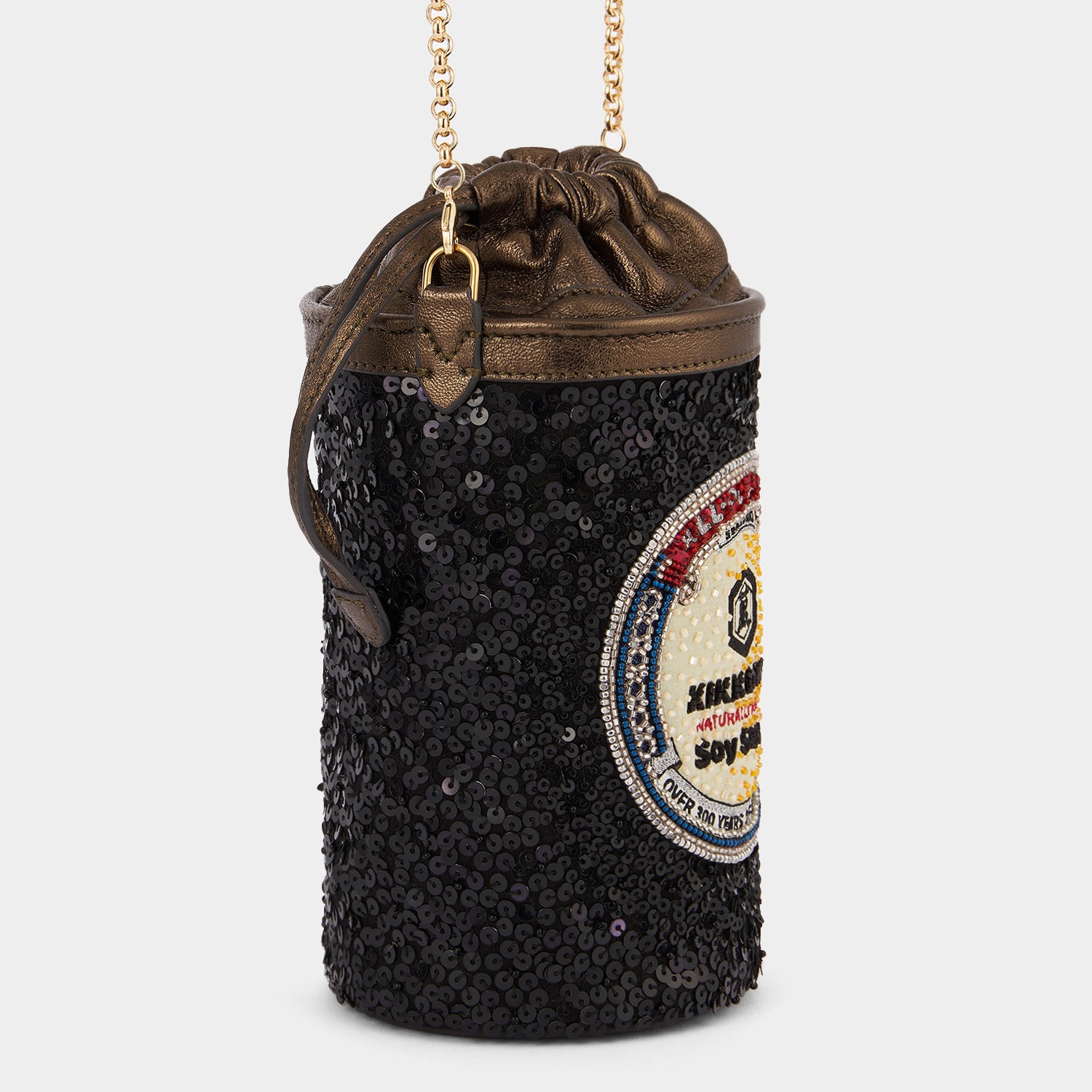 Anya Brands Kikkoman Mini Bucket Bag -

                  
                    Sequins in Black -
                  

                  Anya Hindmarch UK
