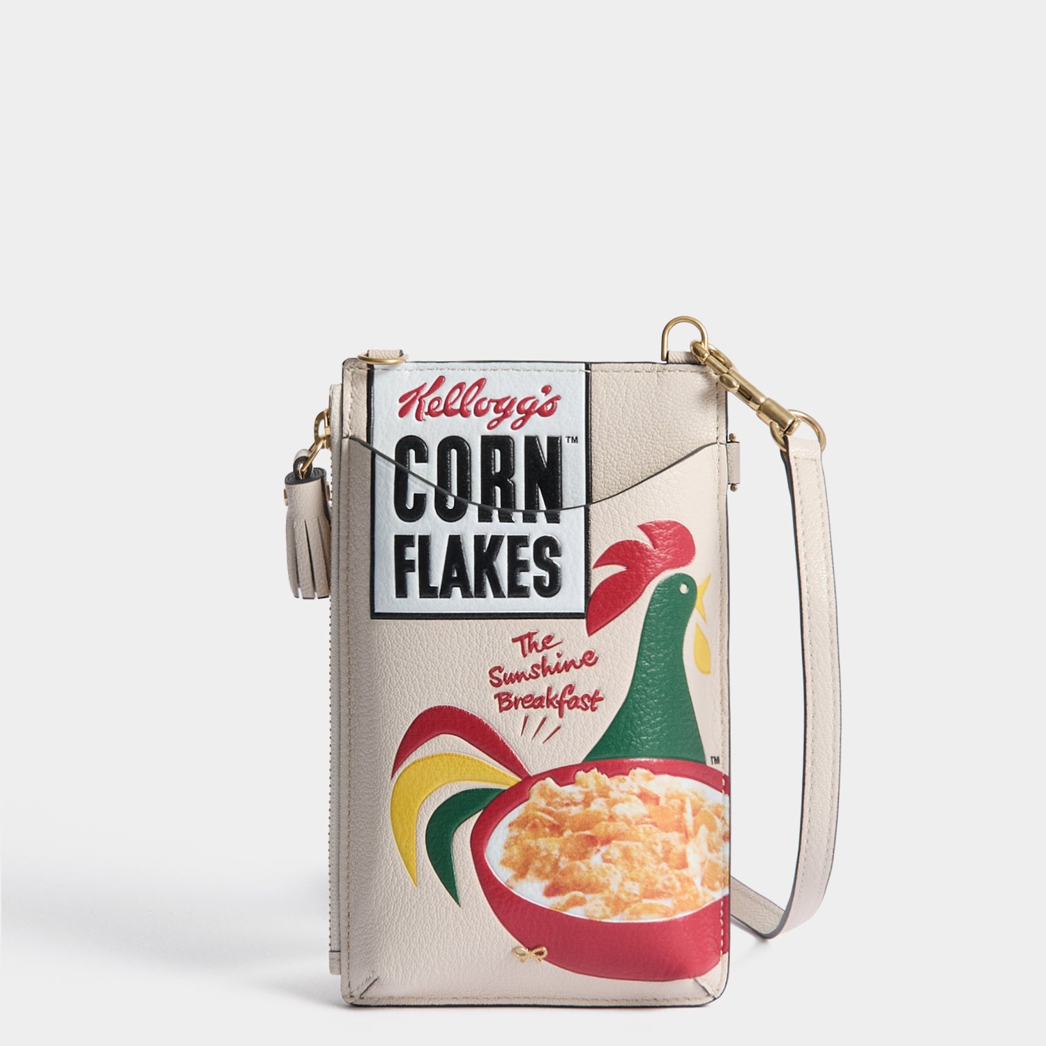 Anya Brands Corn Flakes Zip Phone Pouch on Strap | Anya Hindmarch