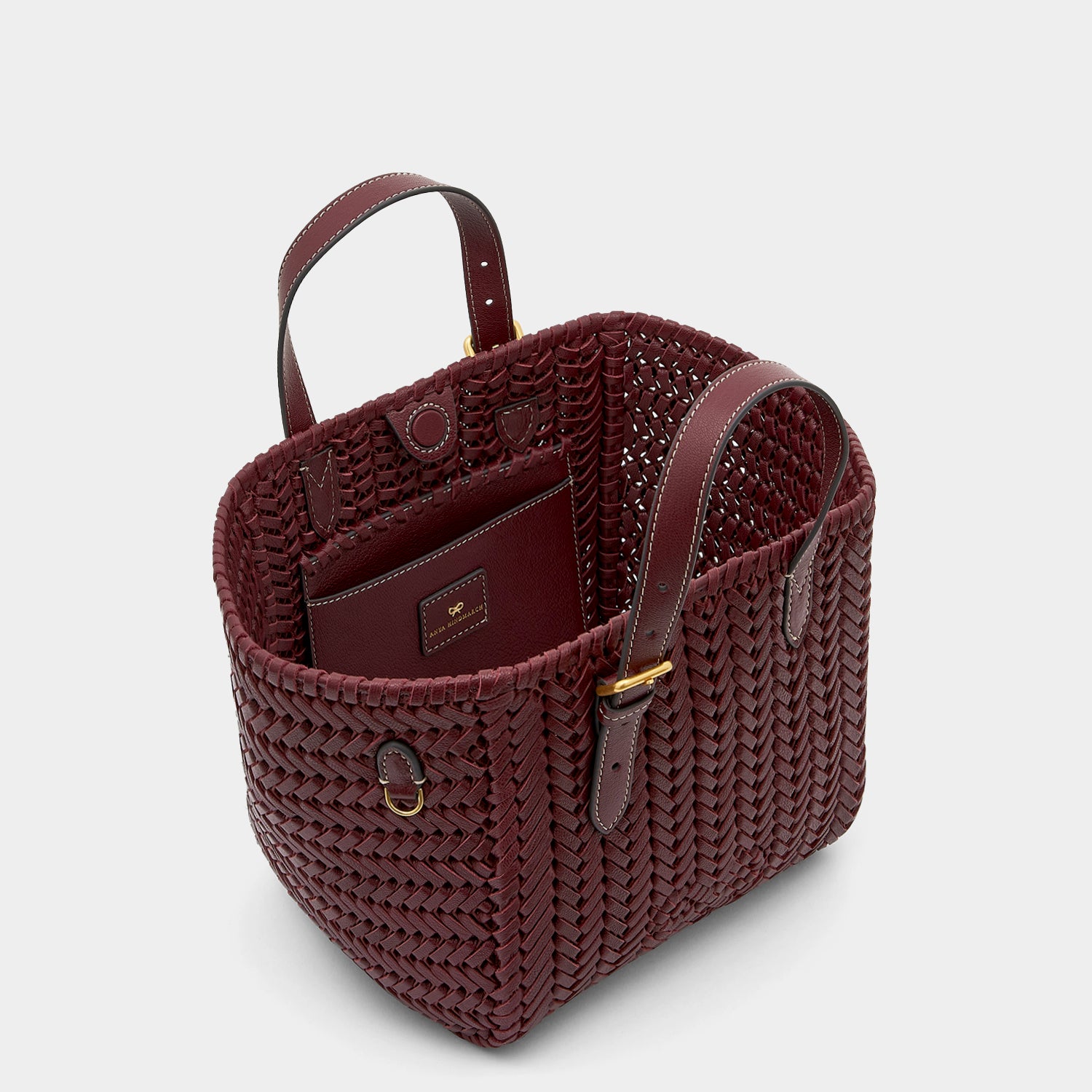 Neeson Small Square Tote -

                  
                    Capra Leather in Rosewood -
                  

                  Anya Hindmarch UK
