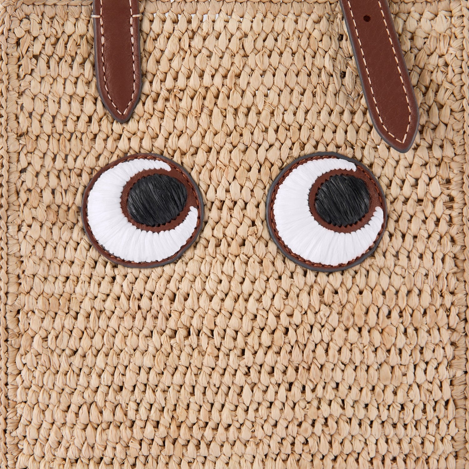 Mini Raffia Cross-body Tote Bag with Eyes Anya Hindmarch UK