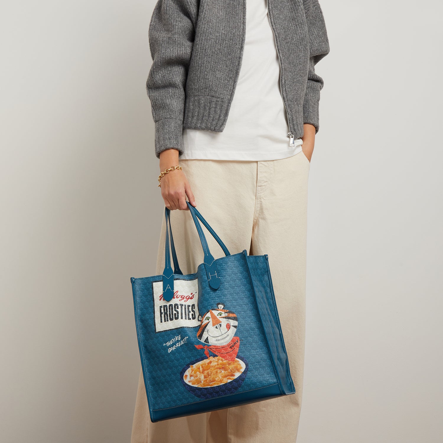 Anya Brands Frosties Tote -

                  
                    Recycled Canvas in Light Petrol -
                  

                  Anya Hindmarch UK
