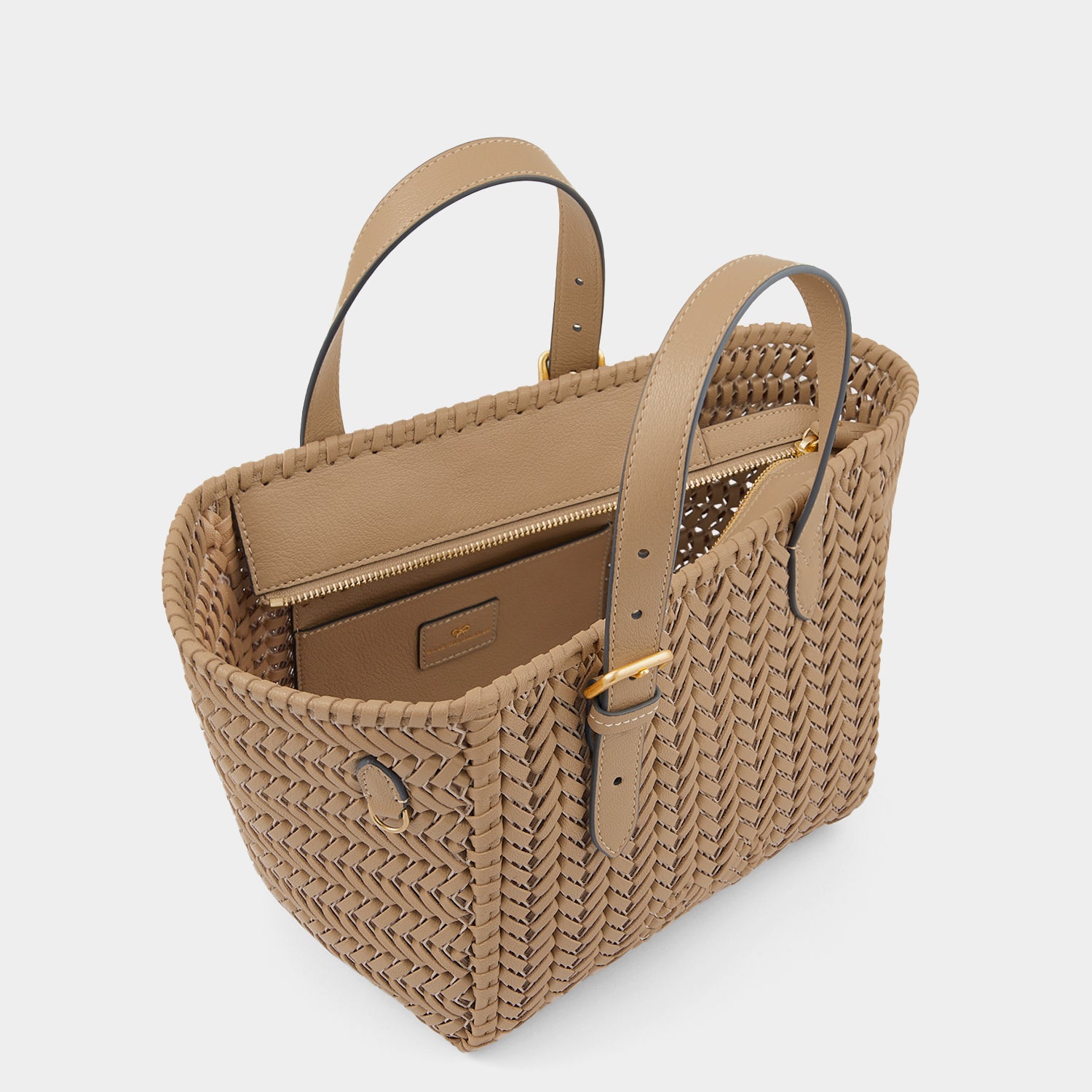 Neeson Small Square Tote -

                  
                    Capra Leather in Sand -
                  

                  Anya Hindmarch UK
