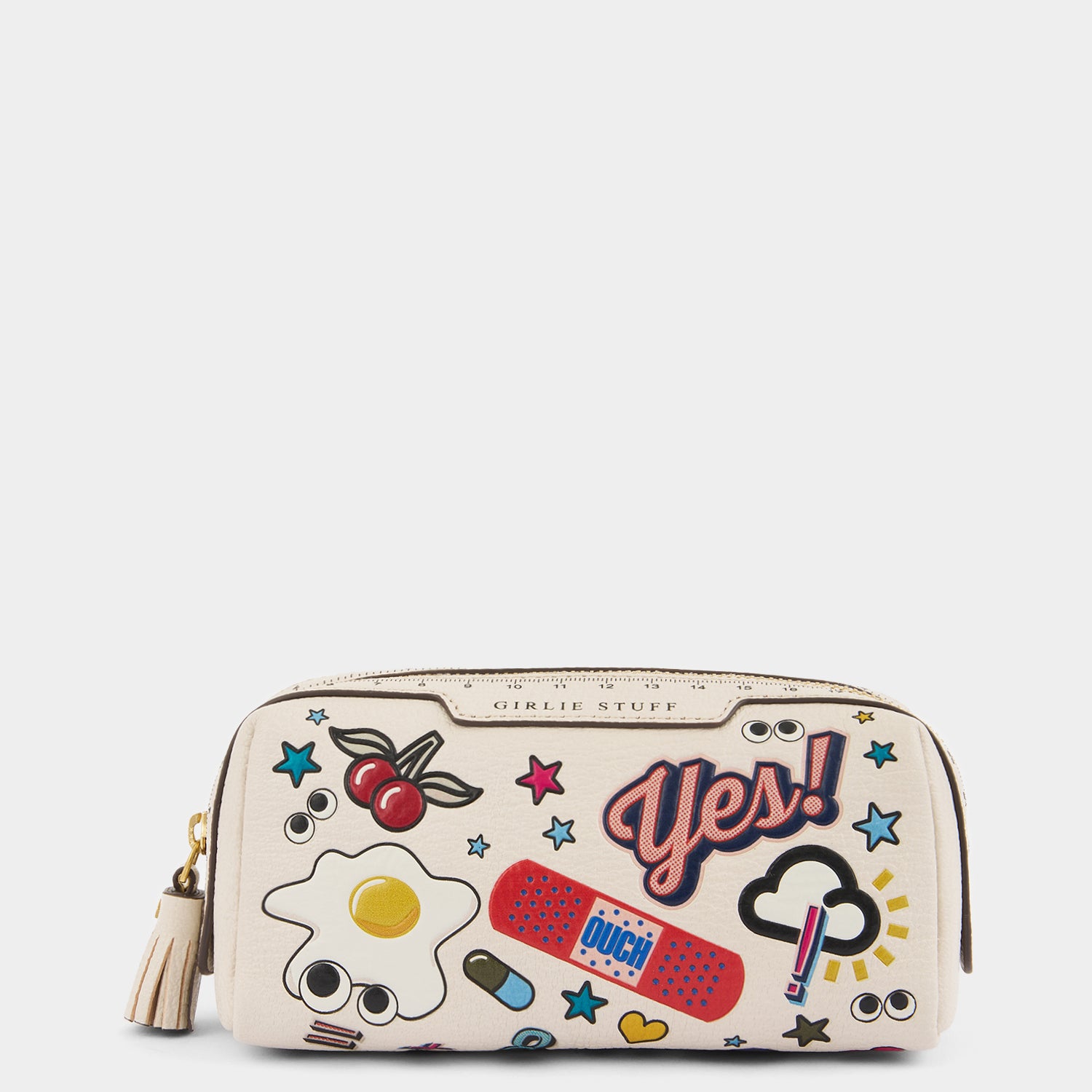 All Over Stickers Girlie Stuff Pouch -

                  
                    Capra Leather in Chalk -
                  

                  Anya Hindmarch UK
