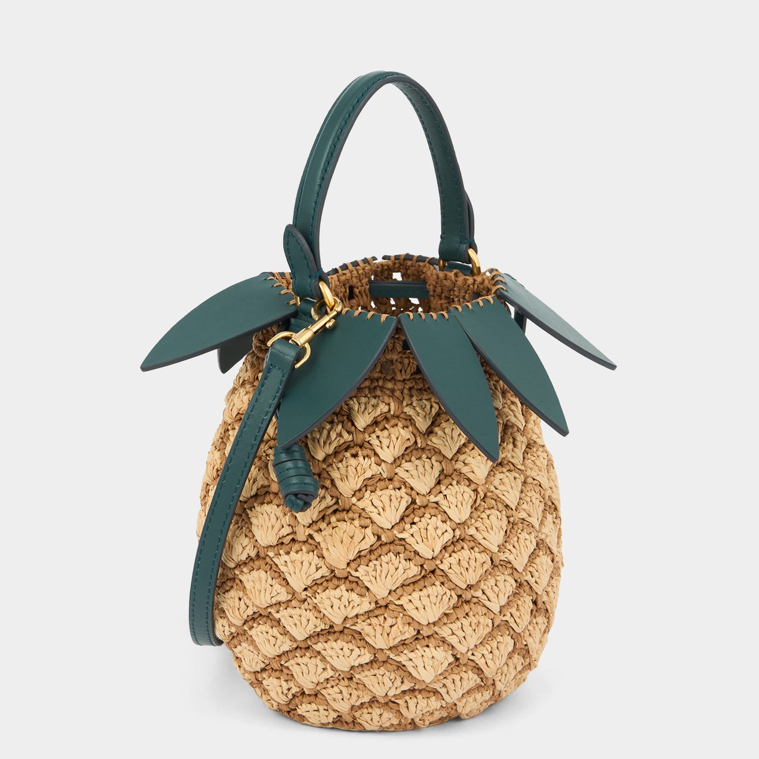 関税無☆ANYA HINDMARCH Raffia Pineapple CrossBody Bucket Bag Anya Hindmarch Raffia Pineapple Cross-Body Bucket Bag