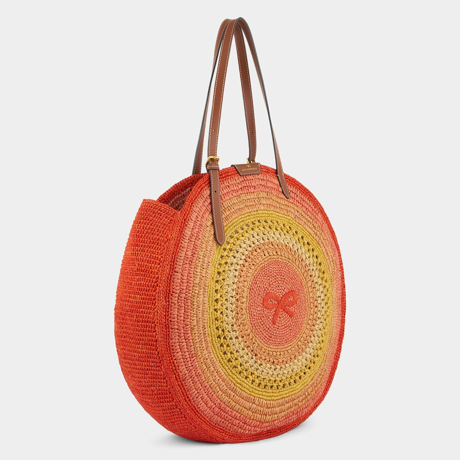特価【Anya Hindmarch】ラフィア ボウ ラウンド トート オレンジ Raffia Round Bow Tote | Anya Hindmarch UK