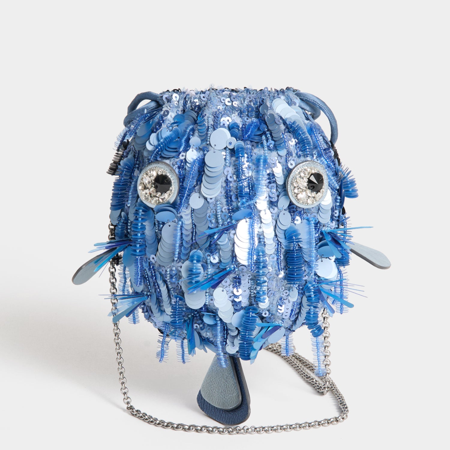 未使用級 ANYA HINDMARCH ウォッシュバッグ ポーチ ナイロン 青 Embellished Blowfish Cross-body | Anya Hindmarch