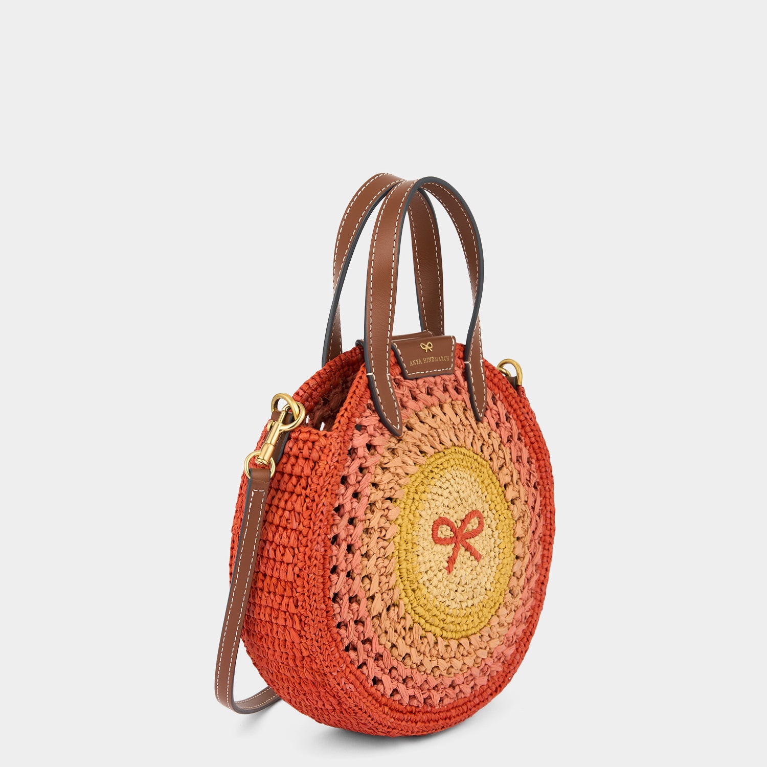 Raffia Small Round Bow Cross-body Tote | Anya Hindmarch UK