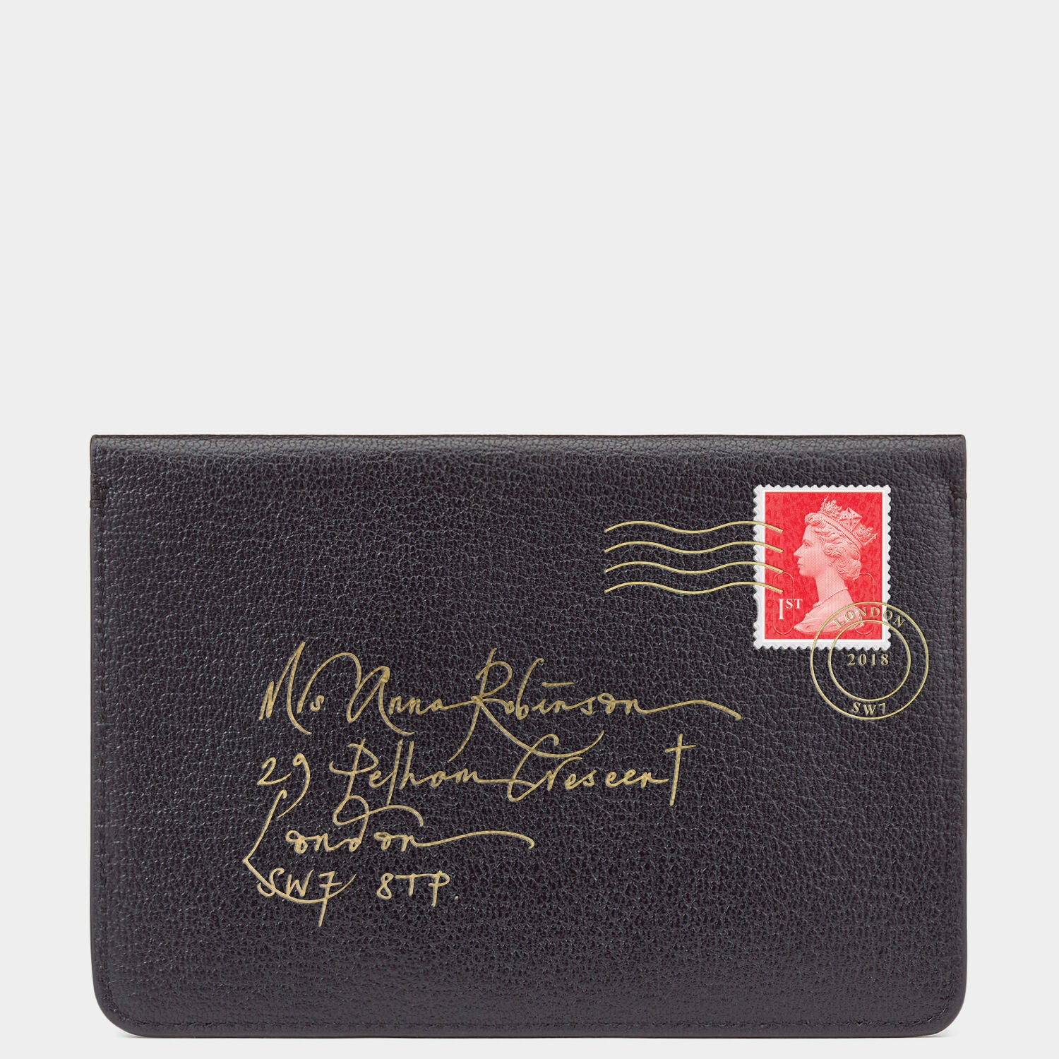 Envelope Passport Holder in Black Capra
