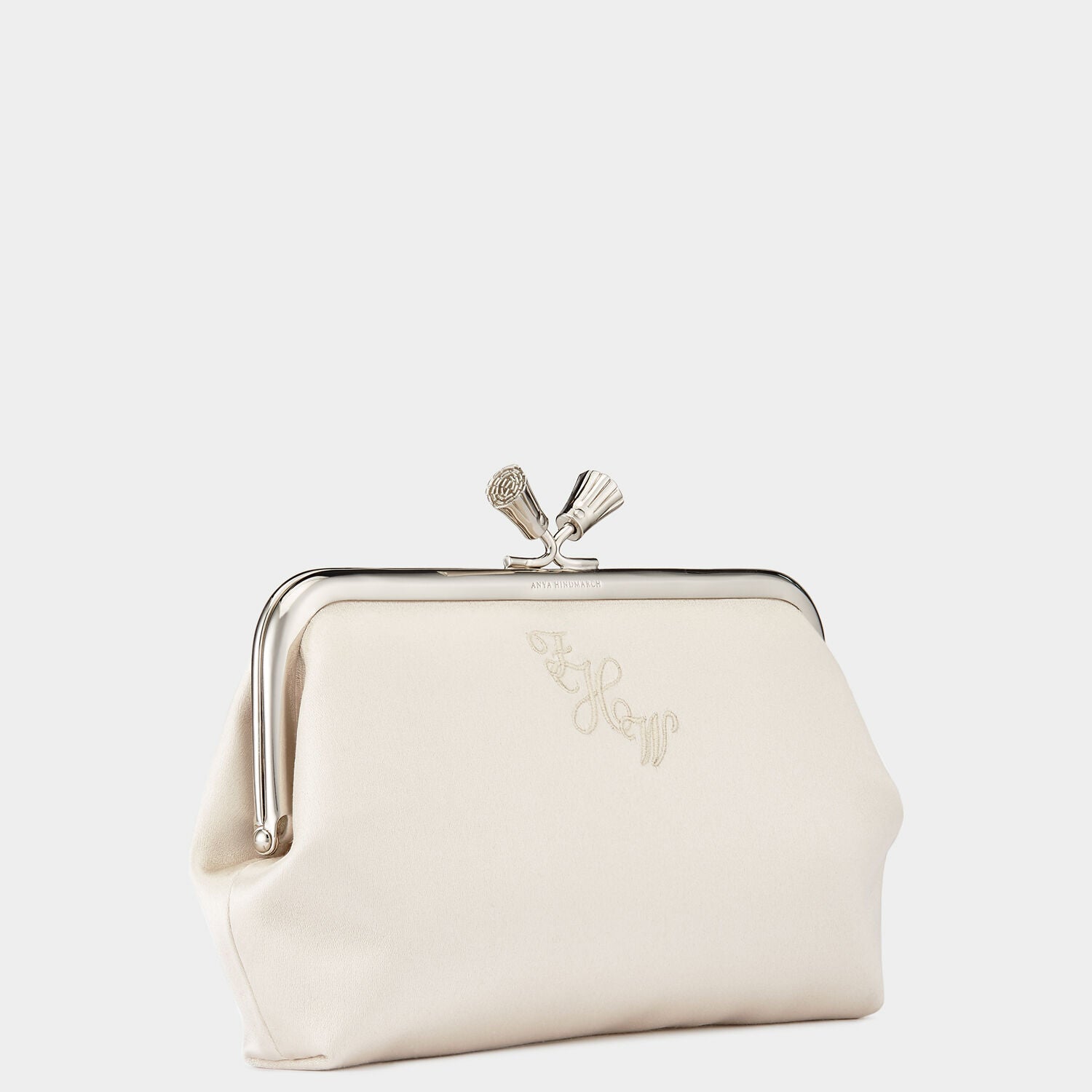 Bespoke Maud Clutch Bag in Ivory Satin | Anya Hindmarch UK