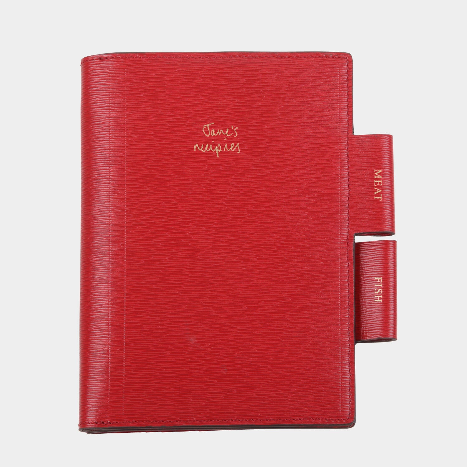 Bespoke A6 Two Way Journal -

                  
                    London Grain in Red -
                  

                  Anya Hindmarch UK
