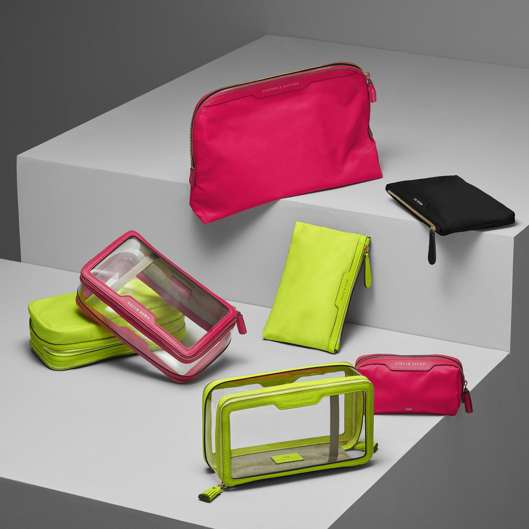 Lotions and Potions Pouch -

                  
                    Econyl® in Hot Pink -
                  

                  Anya Hindmarch UK
