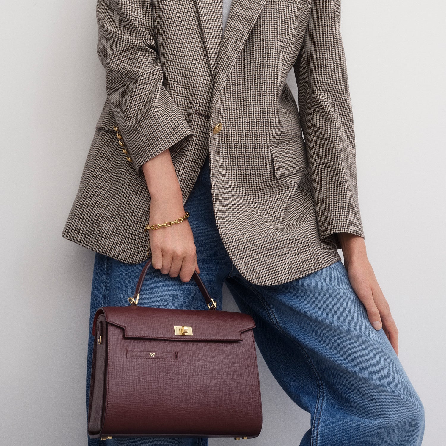 Mortimer Top Handle -

          
            Crosshatch Leather in Barolo Red  -
          

          Anya Hindmarch UK

