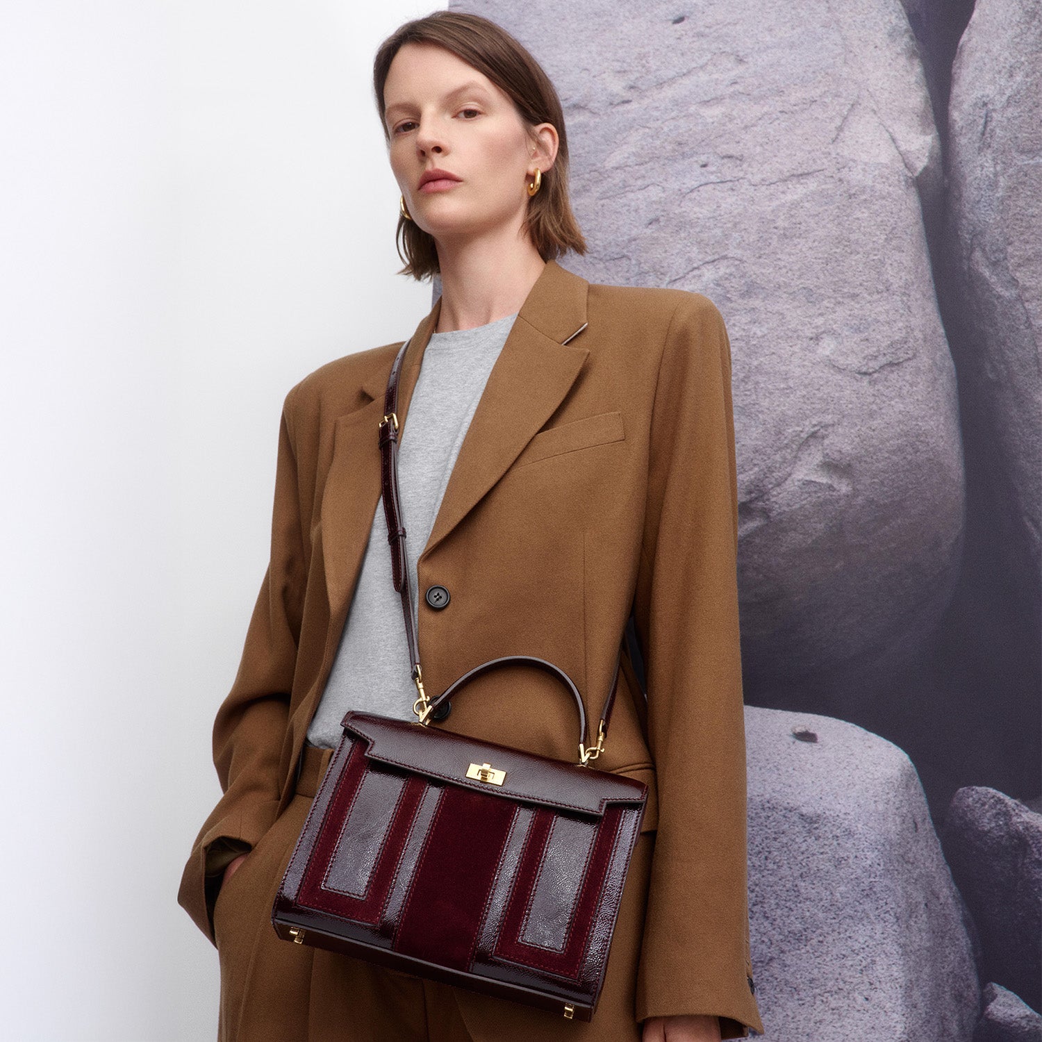 Mortimer Patchwork Top Handle -

          
            Suede Leather in Grape -
          

          Anya Hindmarch UK
