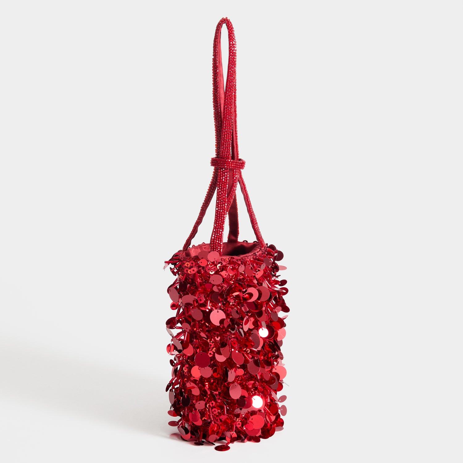 Anya Brands Imperial Leather Mini Bucket Bag -

          
            Satin/Sequins in Red -
          

          Anya Hindmarch UK
