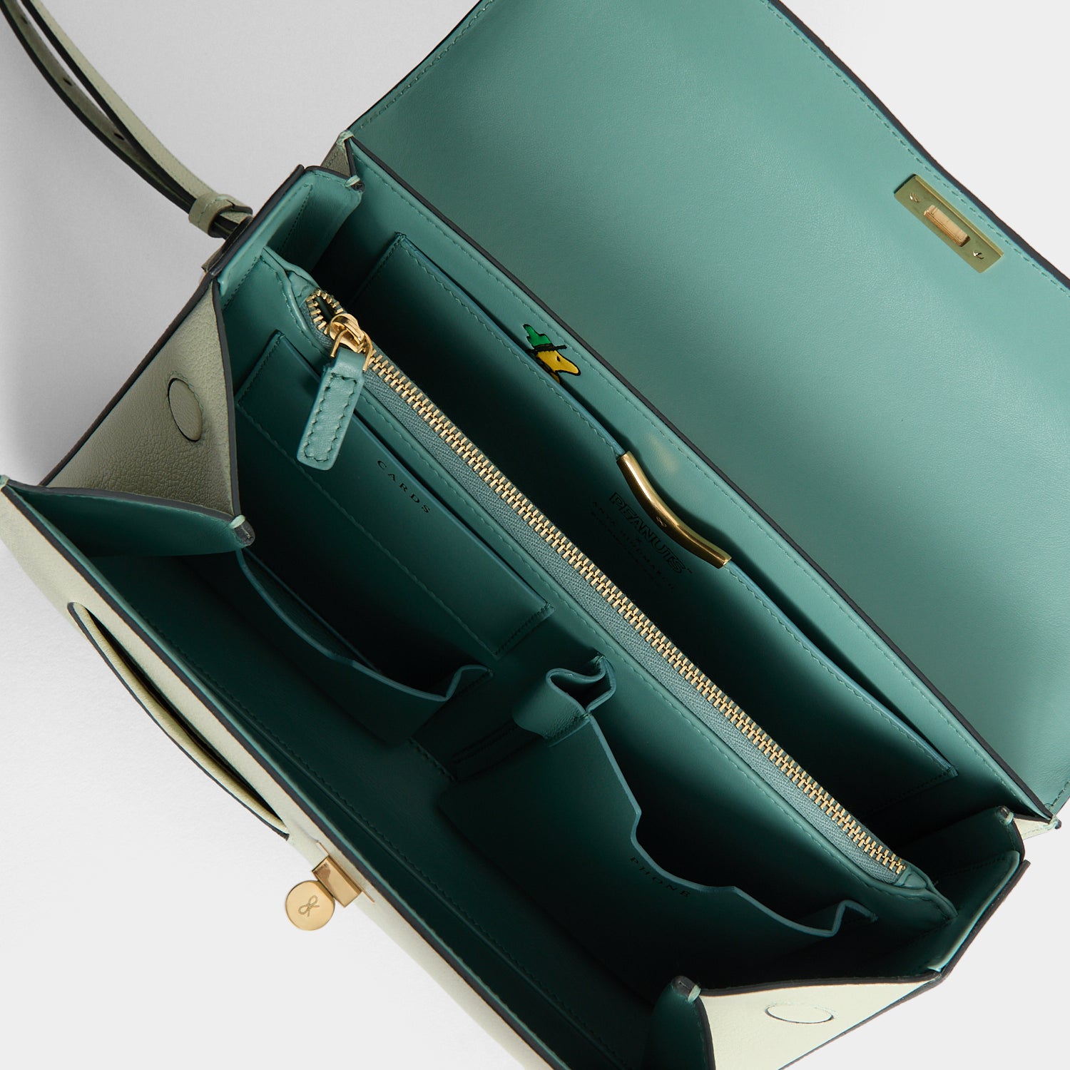 Peanuts Snoopy Mortimer Top Handle -

          
            Capra Leather in Eau De Nil Green -
          

          Anya Hindmarch UK
