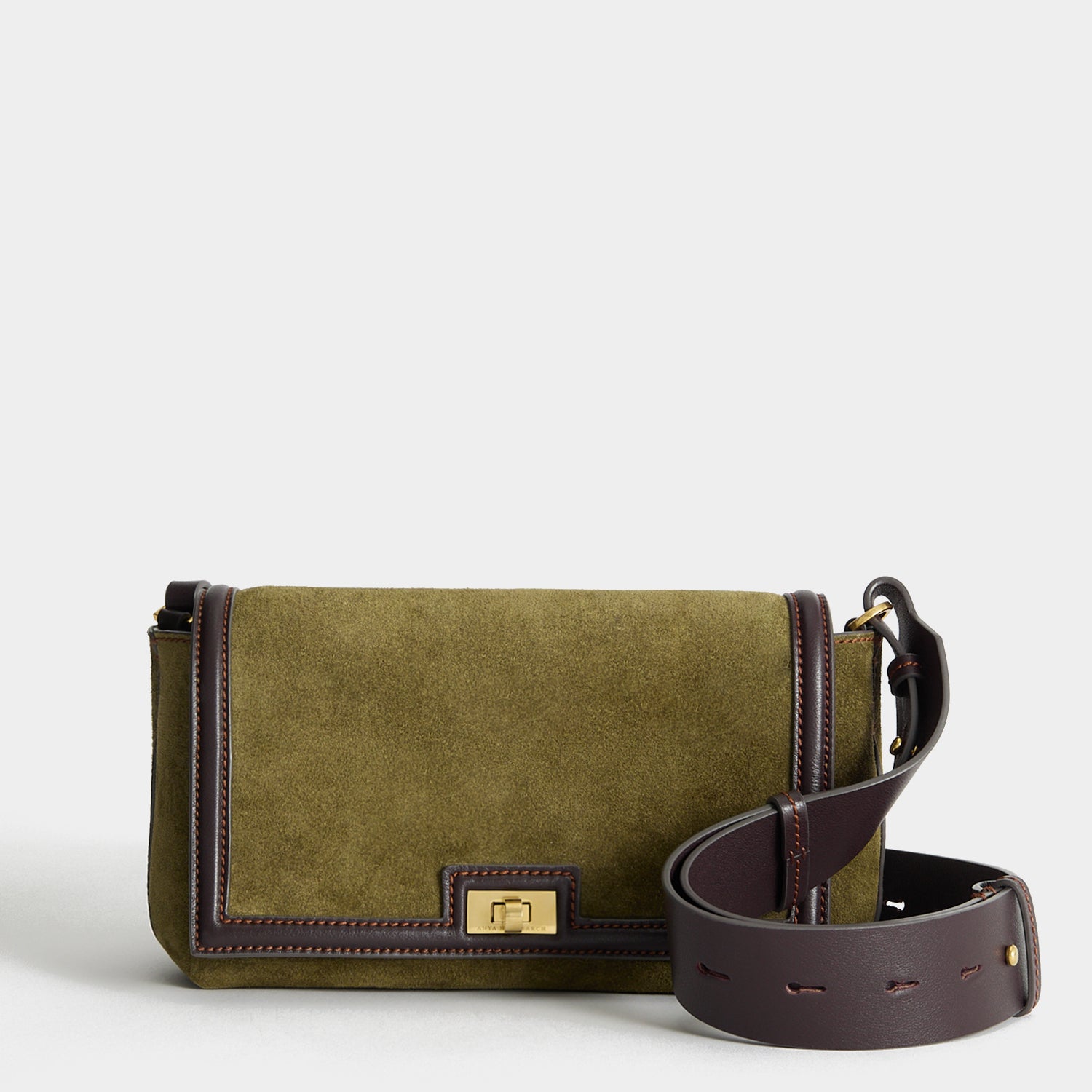 Mortimer Frame Cross-body -

          
            Suede Leather/Calf Leather in Bonsai green and Grape -
          

          Anya Hindmarch UK
