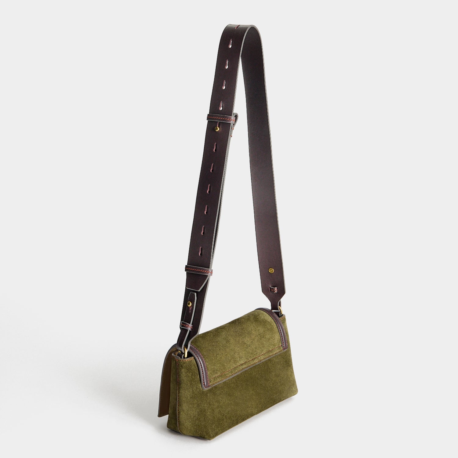 Mortimer Frame Cross-body -

          
            Suede Leather/Calf Leather in Bonsai green and Grape -
          

          Anya Hindmarch UK
