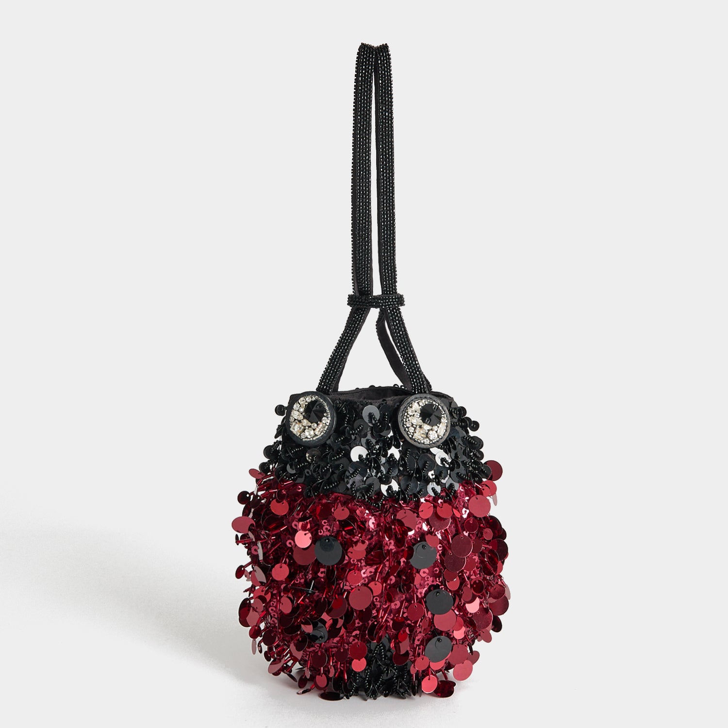 Ladybird Mini Bucket Bag -

          
            Sequins in black and red -
          

          Anya Hindmarch UK
