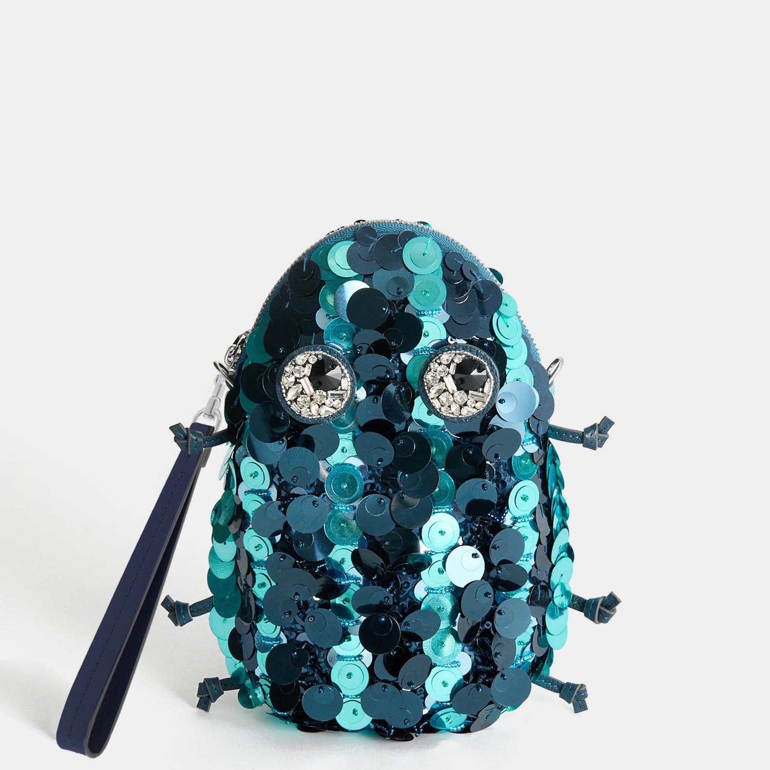 Embellished Bug Cross-body Pouch -

          
            Sequins in Petrol blue -
          

          Anya Hindmarch UK

