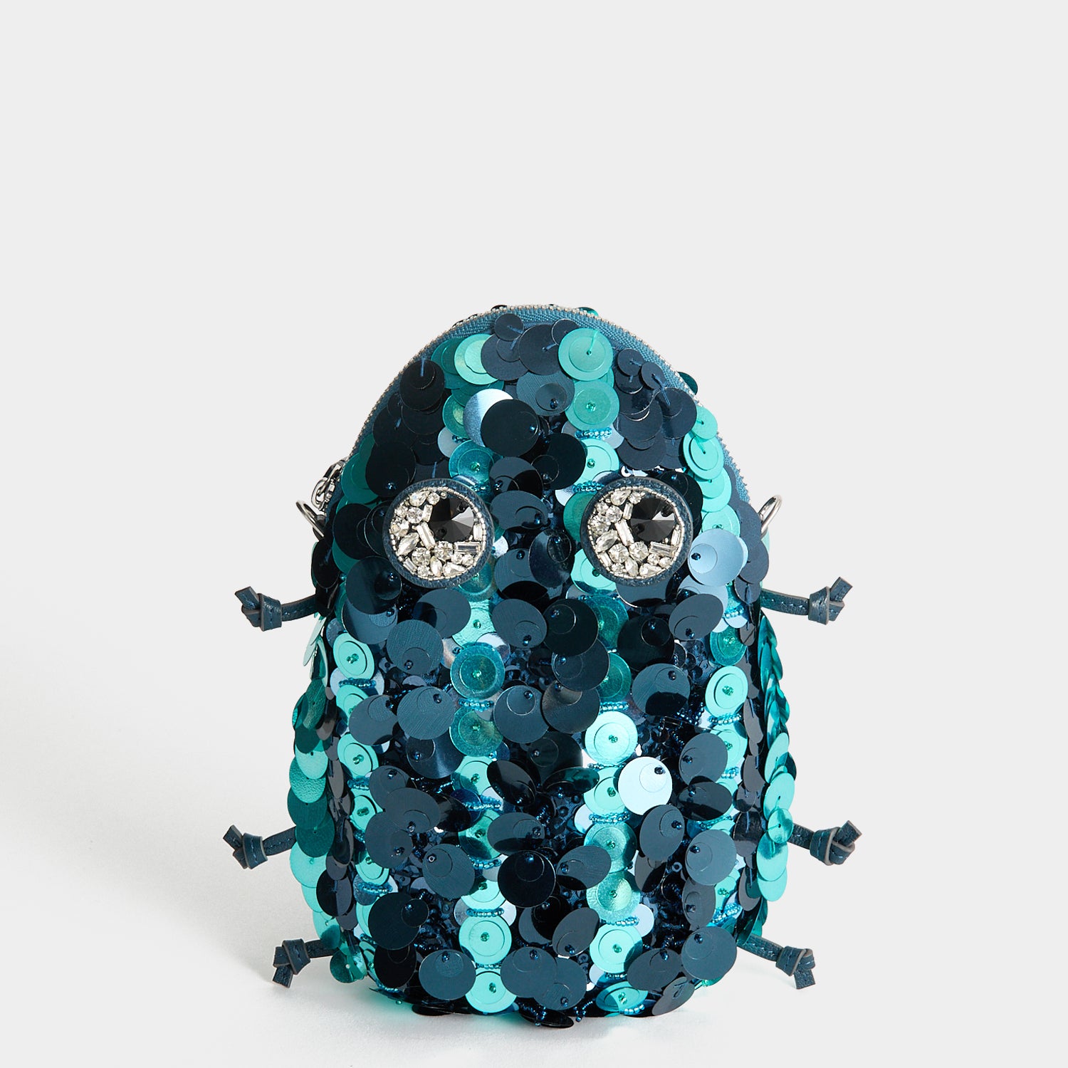 Embellished Bug Cross-body Pouch -

          
            Sequins in Petrol blue -
          

          Anya Hindmarch UK
