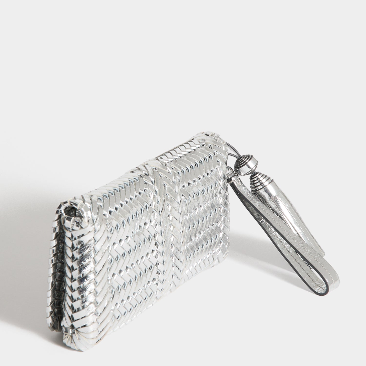 Neeson Tassel Clutch -

          
            Capra Leather in Silver -
          

          Anya Hindmarch UK
