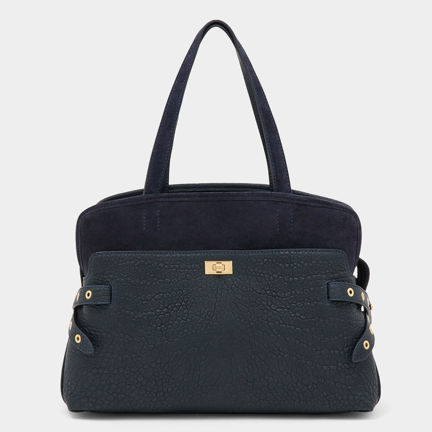 Wilson Eyelet Shoulder Bag -

          
            Suede Leather in Marine Blue -
          

          Anya Hindmarch UK

