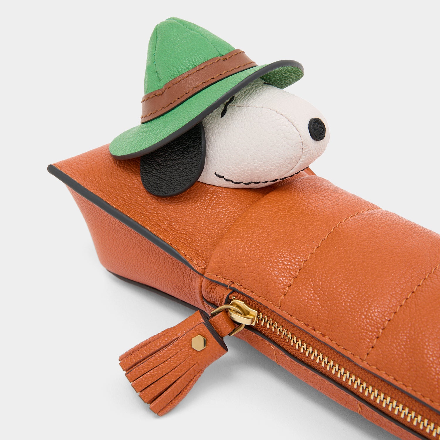 Peanuts Snoopy Pencil Case -

          
            Capra Leather in Dark Clementine Orange -
          

          Anya Hindmarch UK
