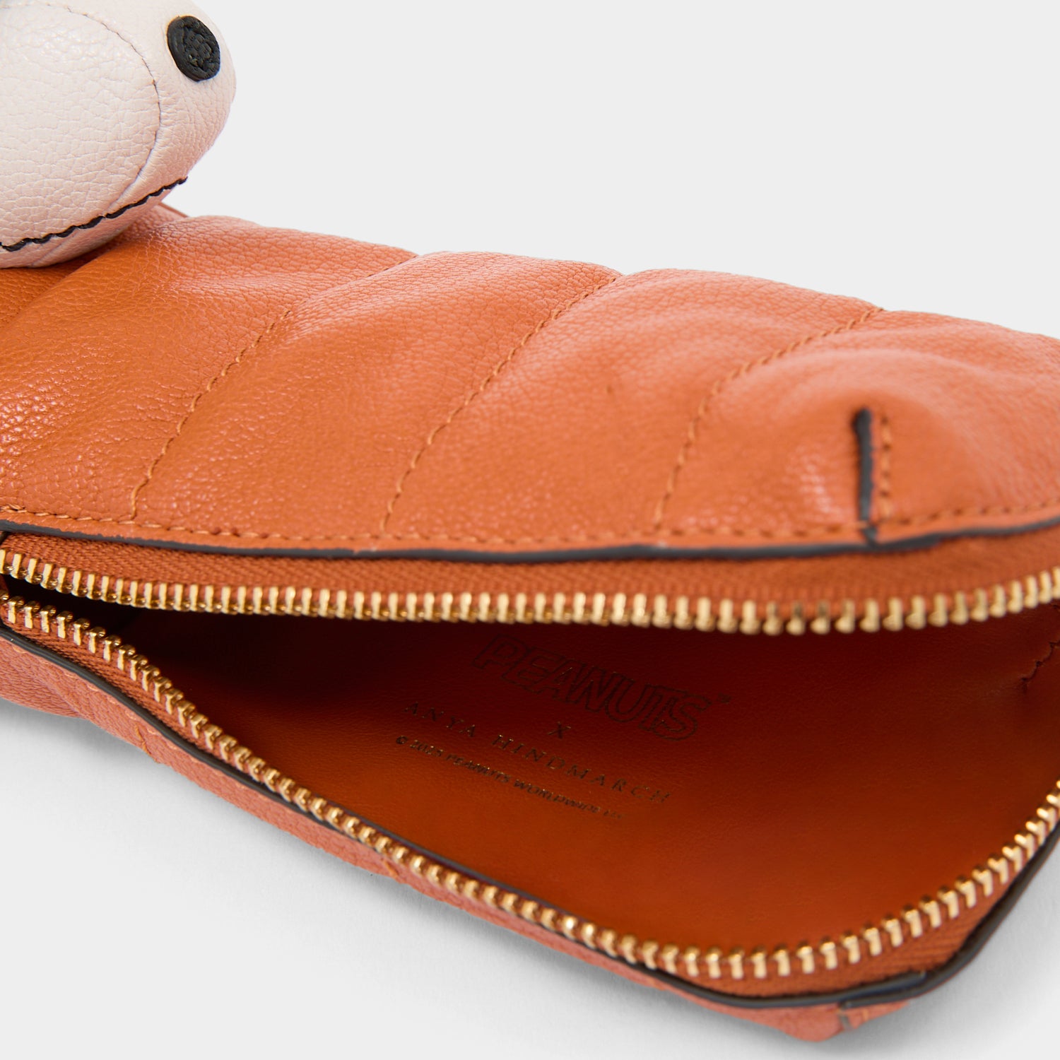 Peanuts Snoopy Pencil Case -

          
            Capra Leather in Dark Clementine Orange -
          

          Anya Hindmarch UK
