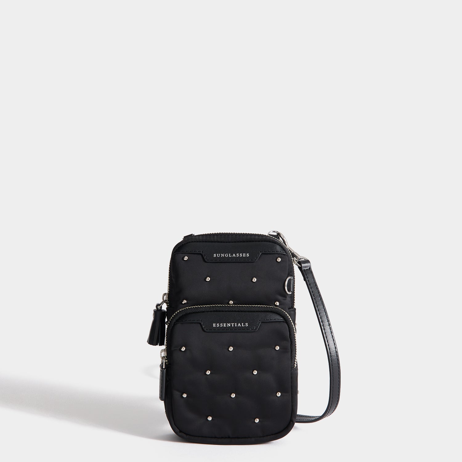 Studs Essentials Cross-body -

          
            Recycled Satin/Calf Leather in Black -
          

          Anya Hindmarch UK
