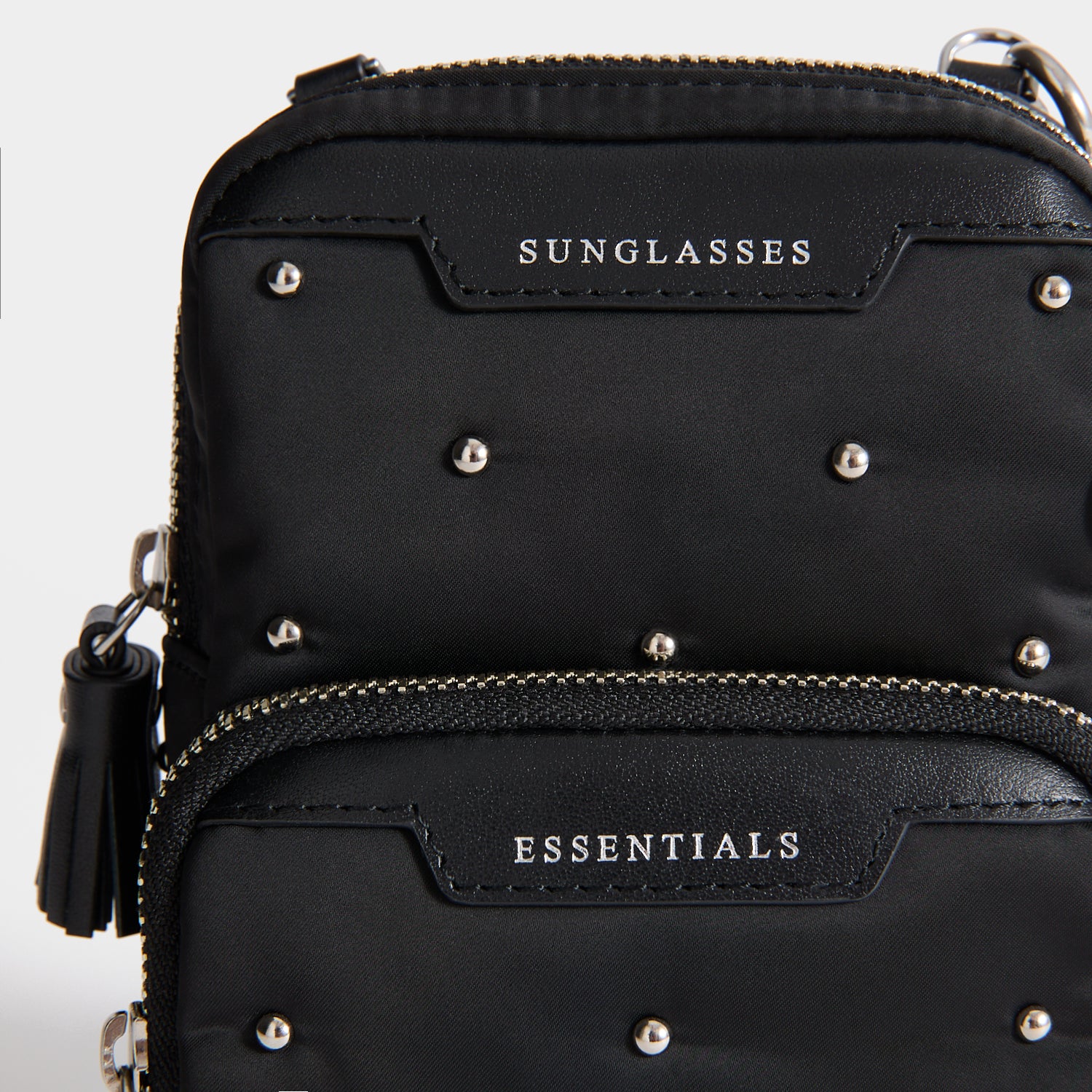 Studs Essentials Cross-body -

          
            Recycled Satin/Calf Leather in Black -
          

          Anya Hindmarch UK
