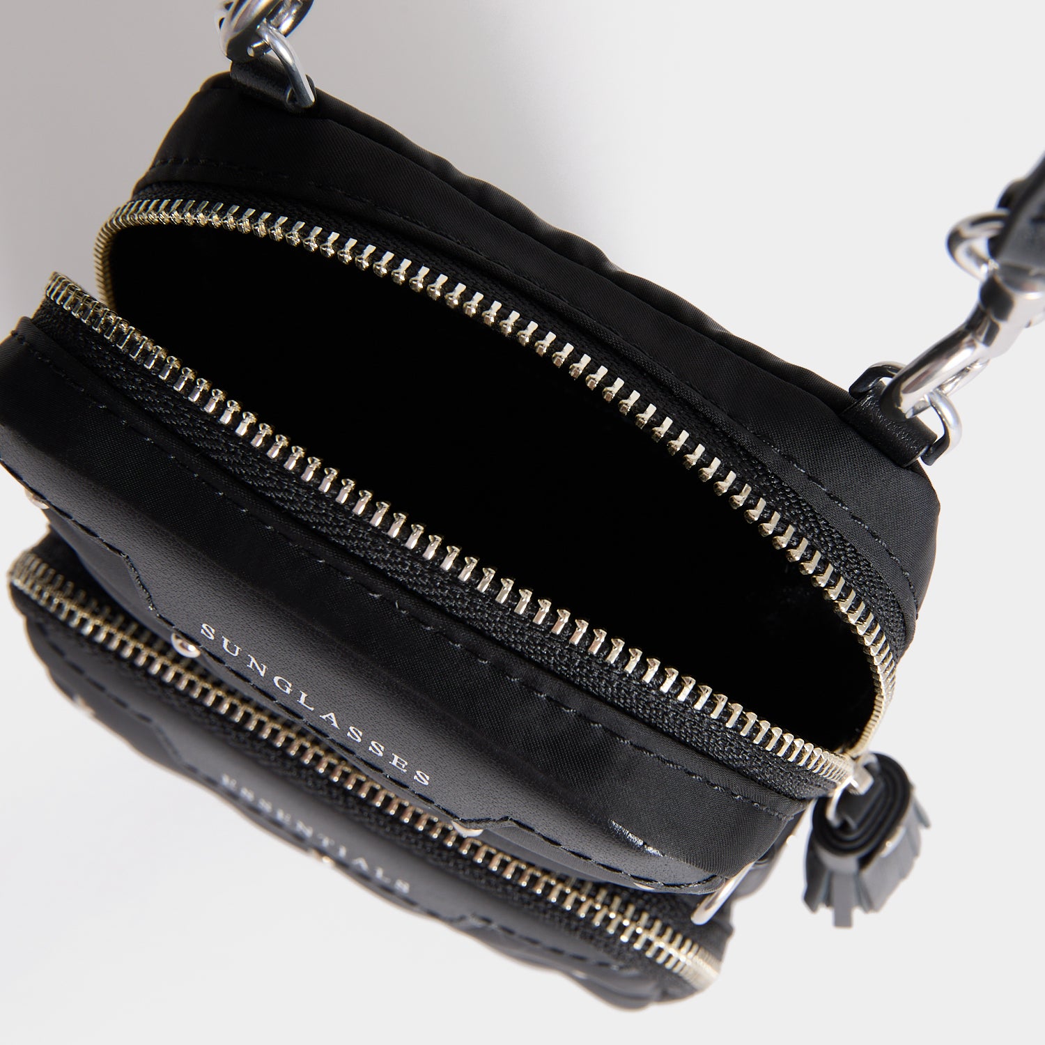 Studs Essentials Cross-body -

          
            Recycled Satin/Calf Leather in Black -
          

          Anya Hindmarch UK
