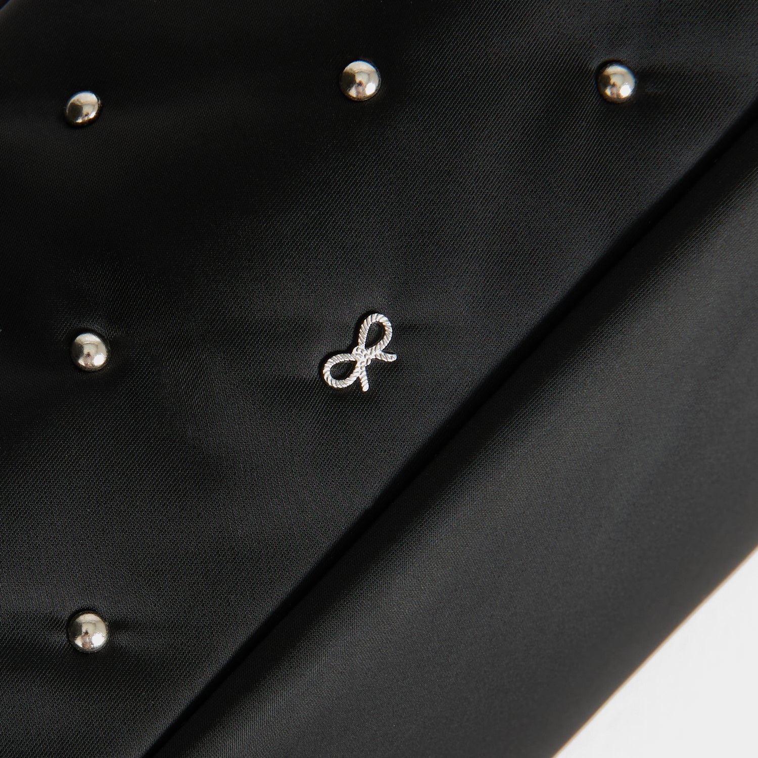 Studs Large Make-Up Pouch -

          
            Recycled Satin/Calf Leather in Black -
          

          Anya Hindmarch UK
