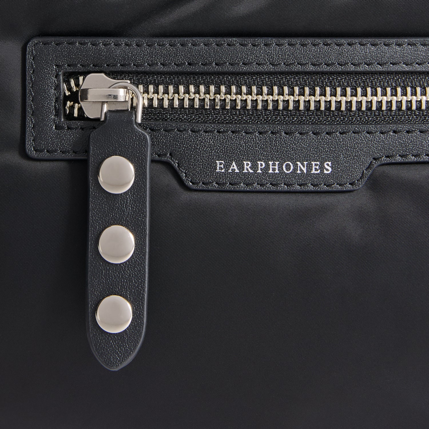 Studs Triple Zip Cross-body -

          
            Recycled Satin/Calf Leather in Black -
          

          Anya Hindmarch UK
