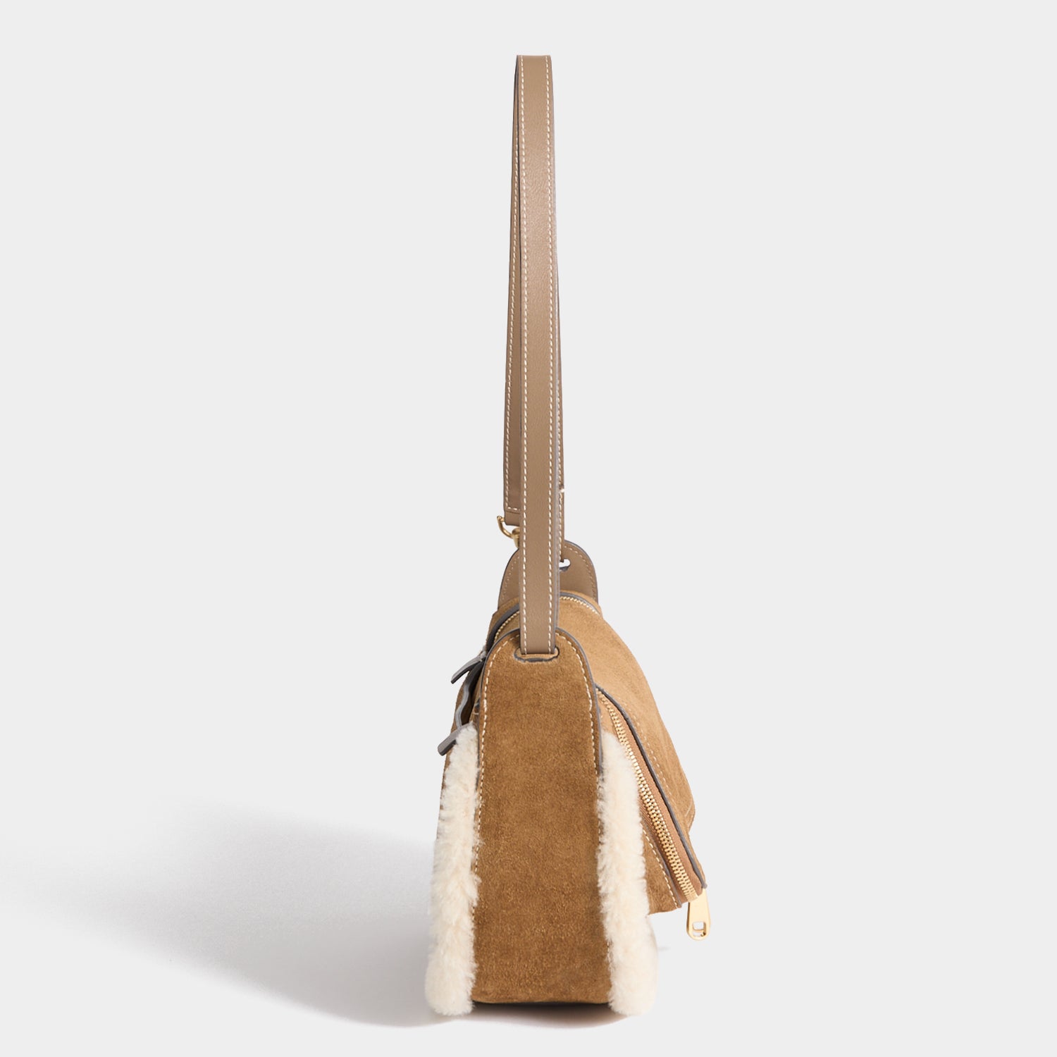 Vere Shearling Two-Way Cross-body -

          
            Shearling/Suede Leather in Moutarde -
          

          Anya Hindmarch UK
