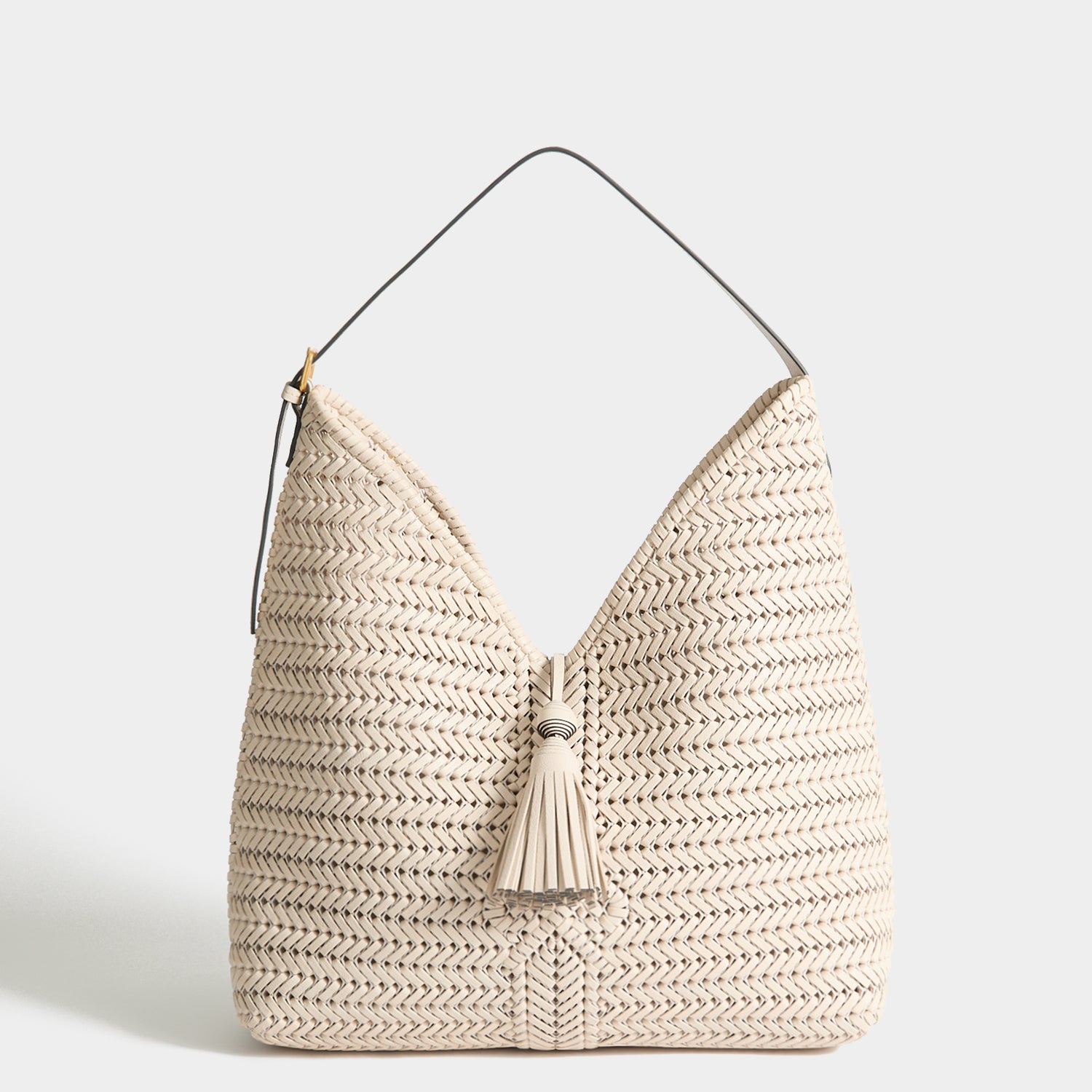 Neeson Tassel Hobo Bag -

          
            Capra Leather in Chalk -
          

          Anya Hindmarch UK
