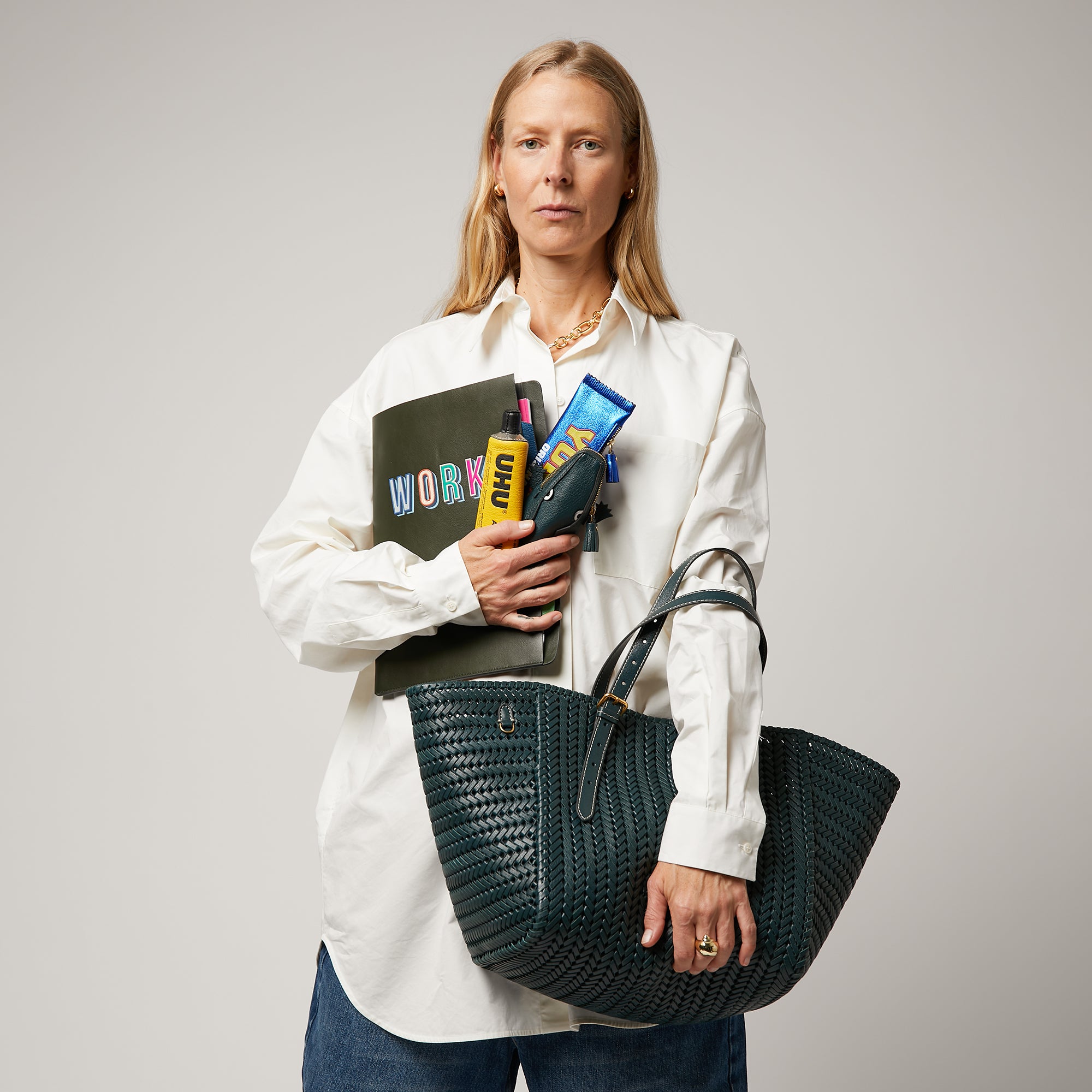 Neeson Square Tote -

                  
                    Capra Leather in Dark Holly -
                  

                  Anya Hindmarch UK
