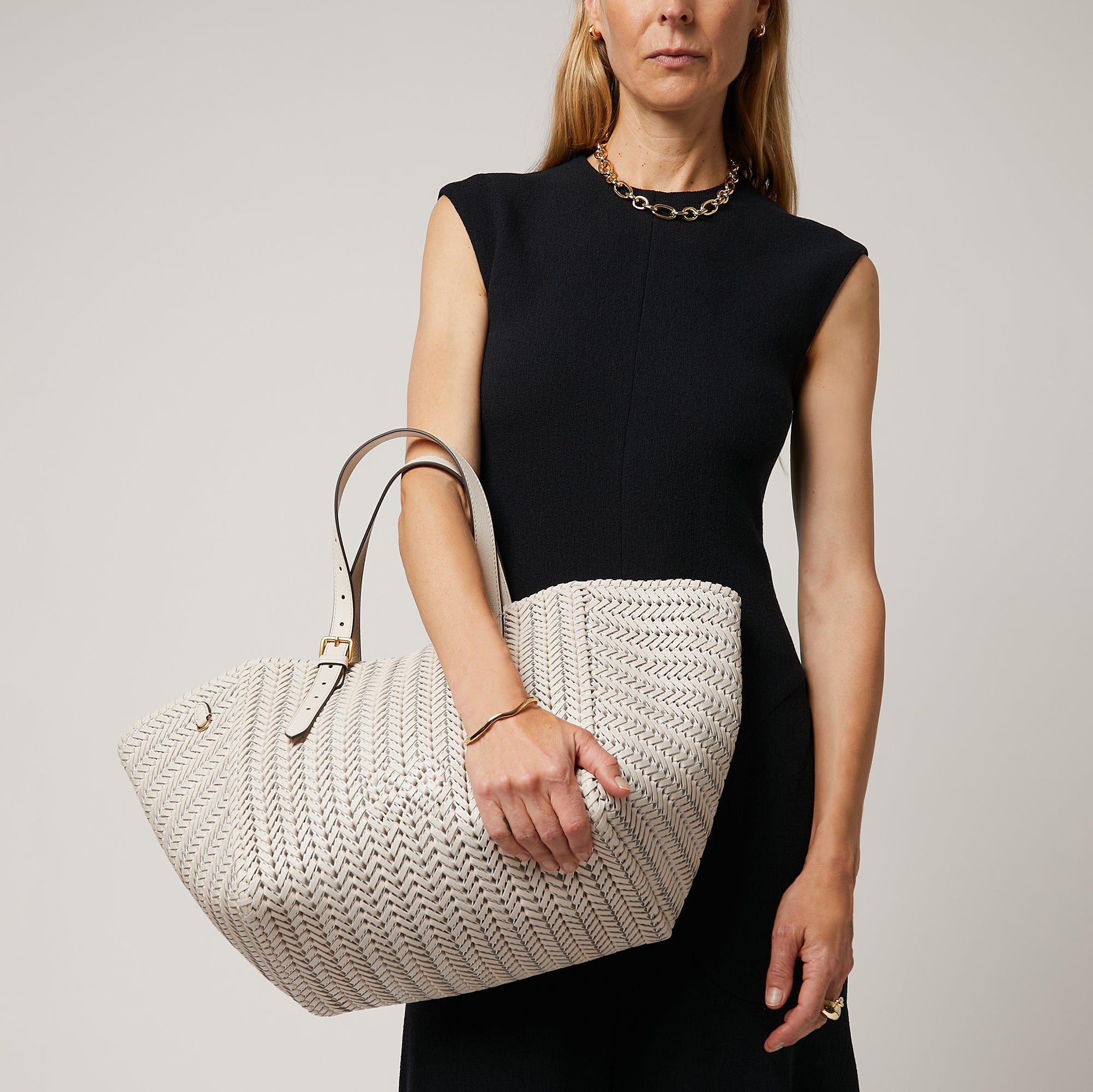 Neeson Square Tote -

                  
                    Capra Leather in Chalk -
                  

                  Anya Hindmarch UK
