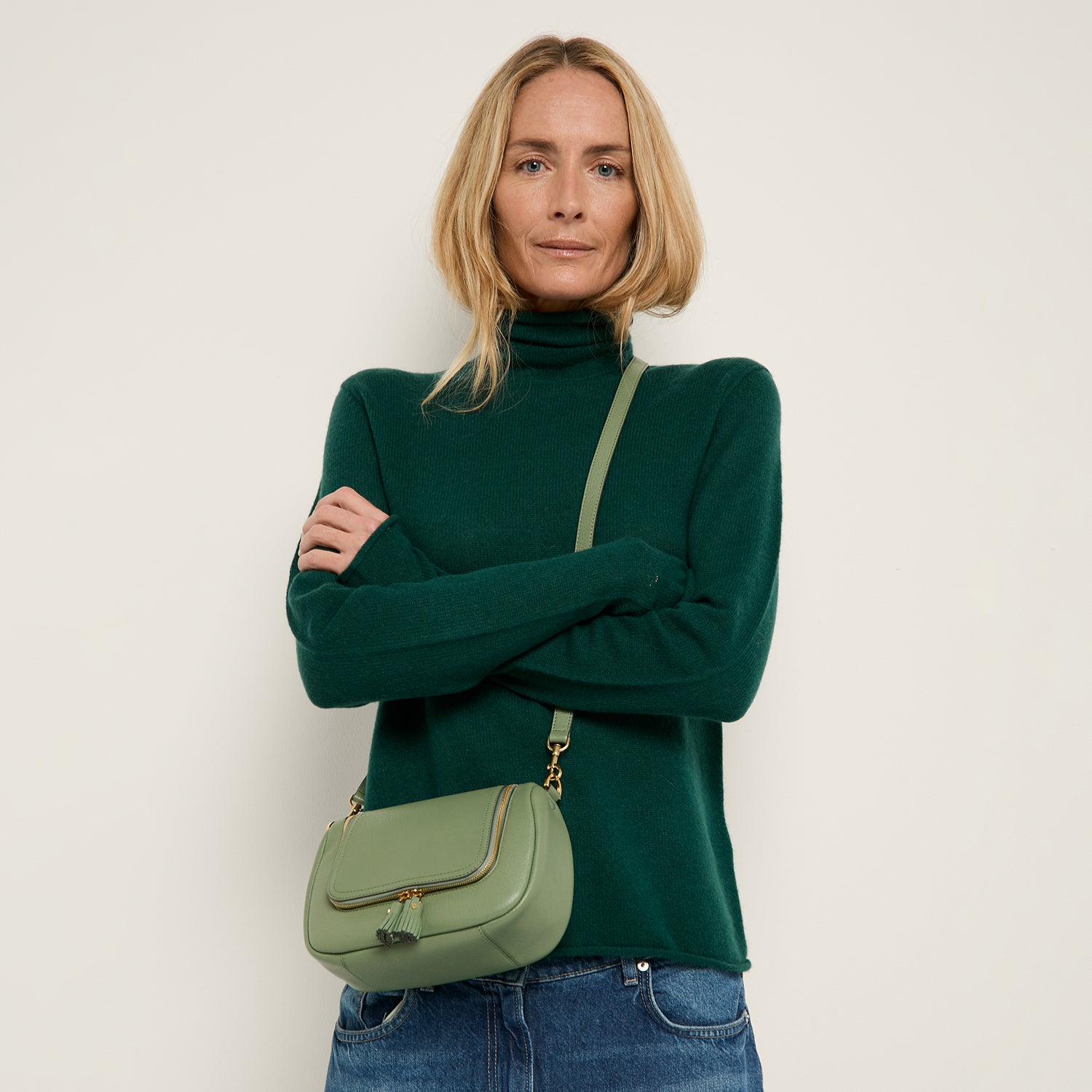 Vere Small Soft Satchel Cross-body -

                  
                    Grain Leather in Moss -
                  

                  Anya Hindmarch UK
