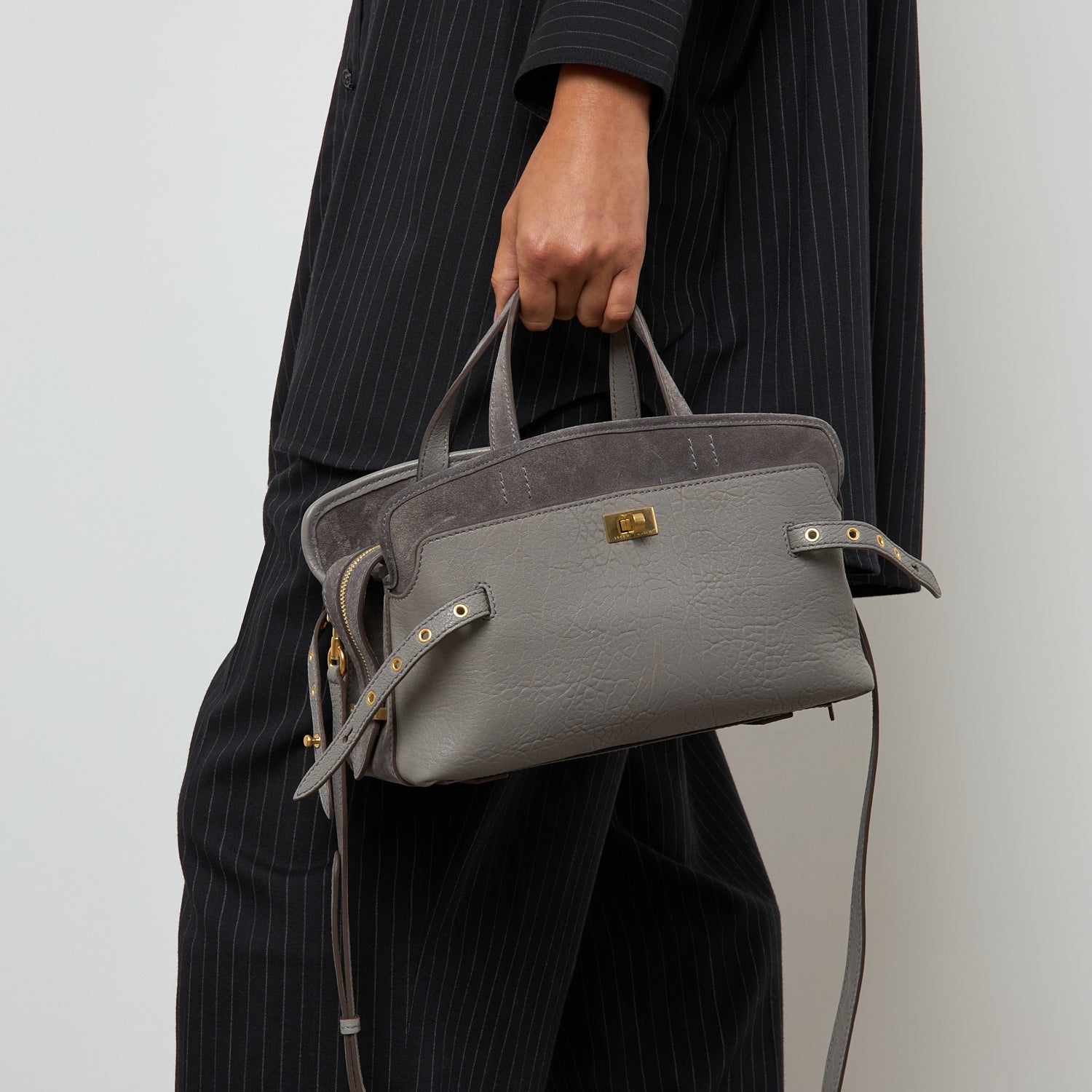 Wilson Eyelet Cross-body -

          
            Suede in Stone Grey -
          

          Anya Hindmarch UK
