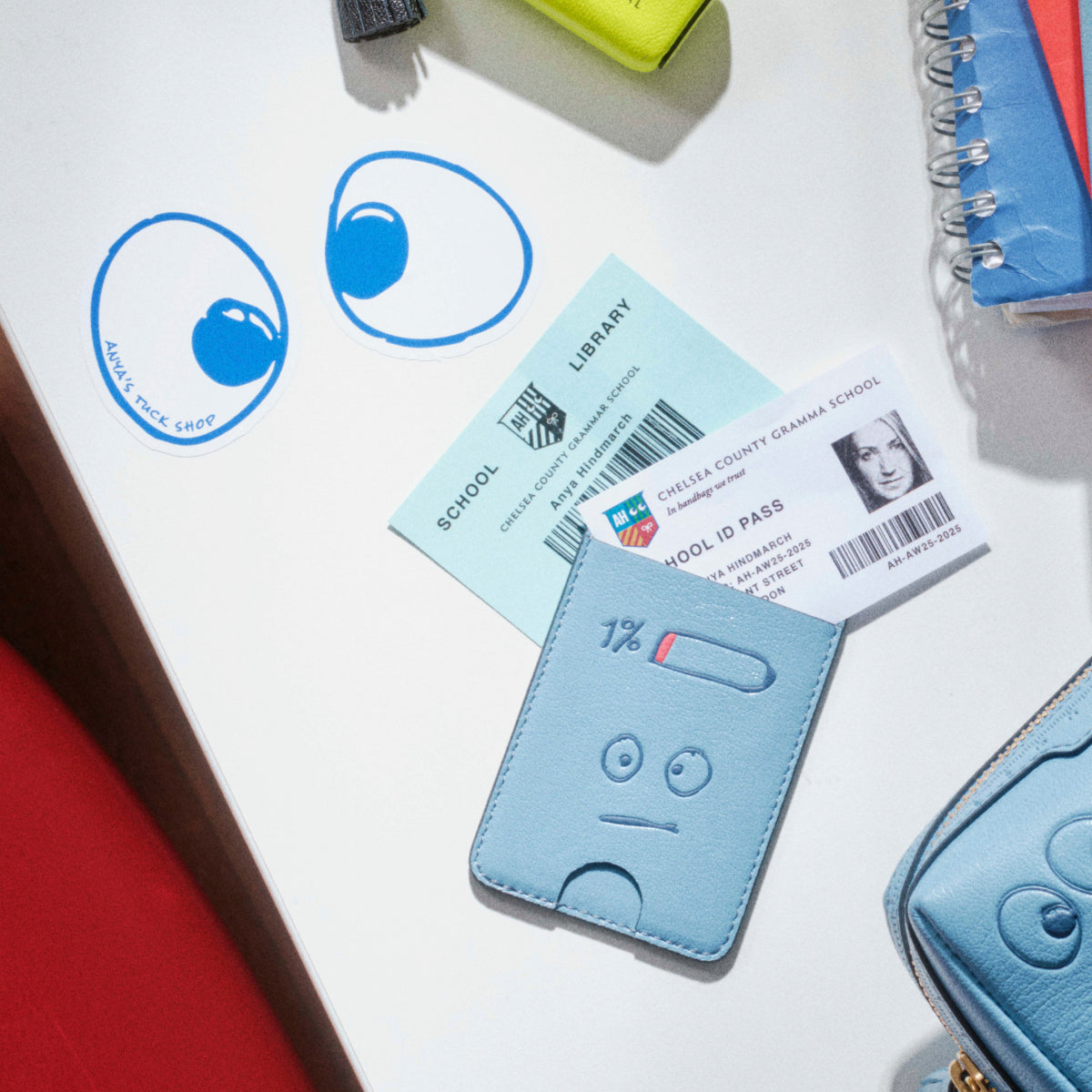 Scribble Magnetic Card Case -

          
            Calf Leather in School Blue -
          

          Anya Hindmarch UK
