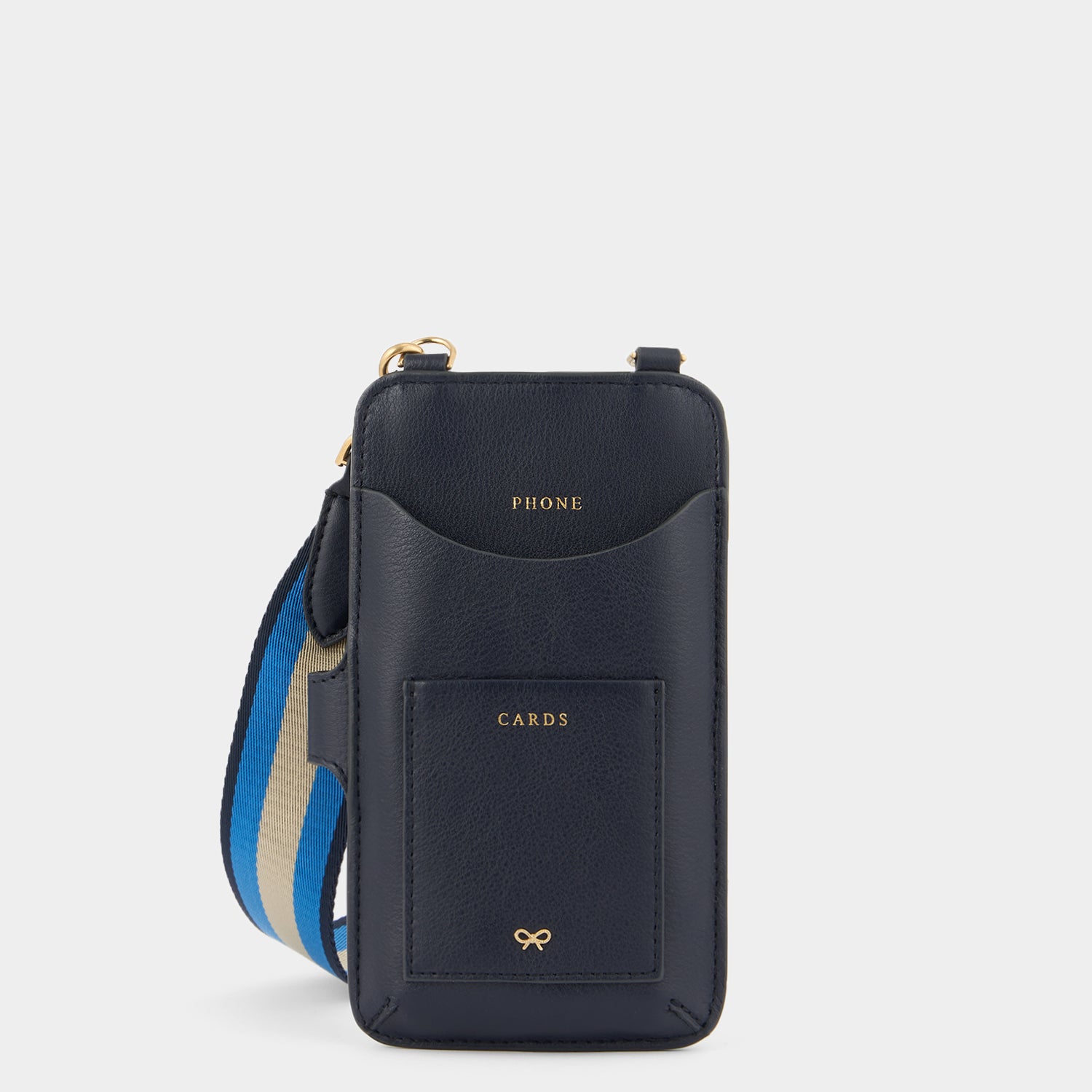 Nastro Phone Pouch On Strap -

                  
                    Leather in marine -
                  

                  Anya Hindmarch UK
