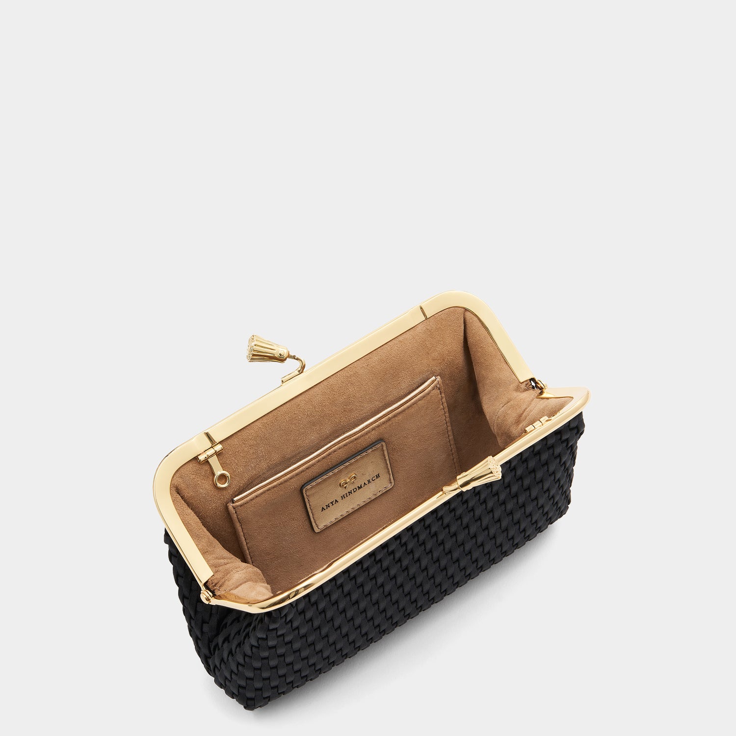 Maud Woven Tassel Clutch -

                  
                    Satin in Black -
                  

                  Anya Hindmarch UK
