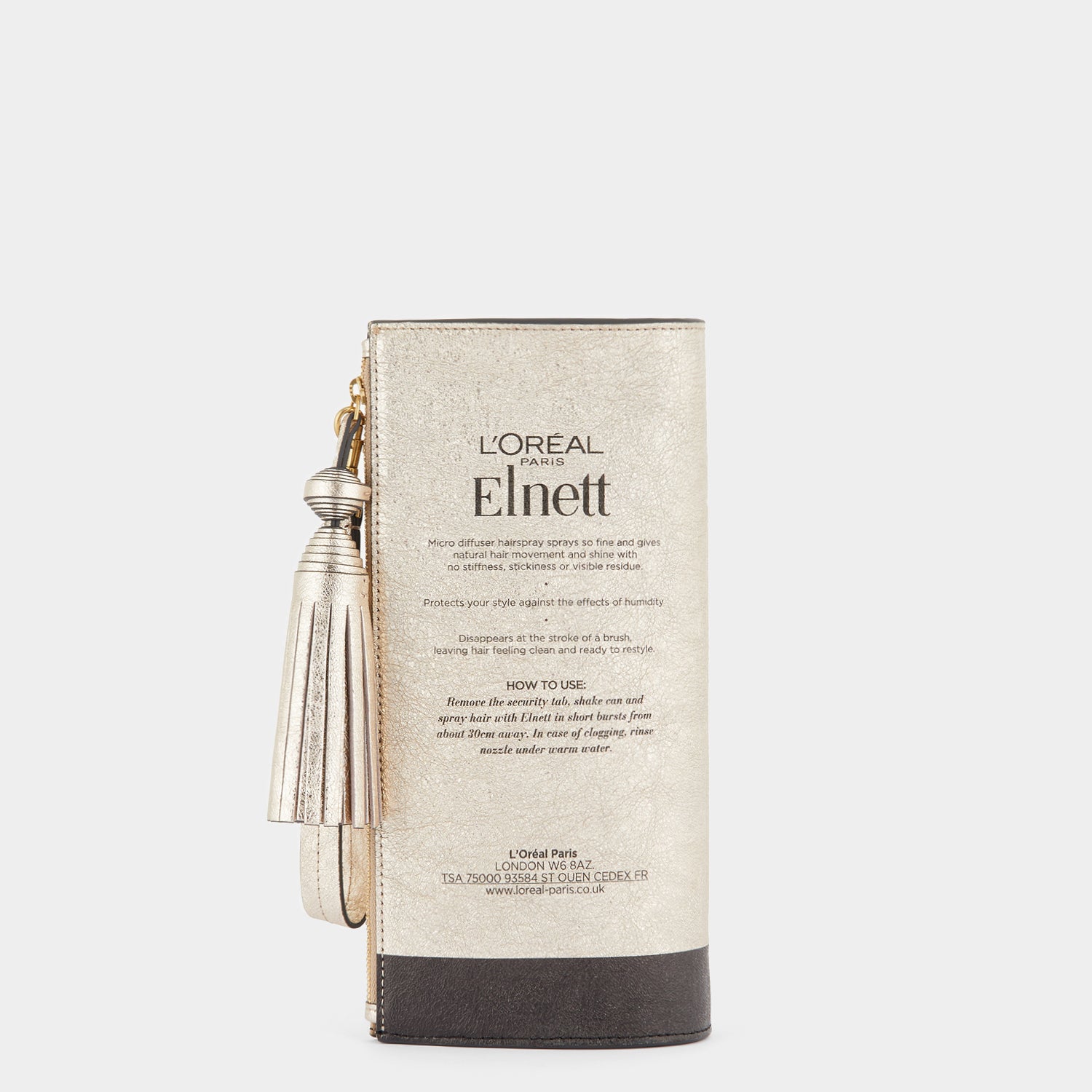 Anya Brands Elnett Tassel Clutch -

                  
                    Crinkled Metallic Leather in Gold -
                  

                  Anya Hindmarch UK

