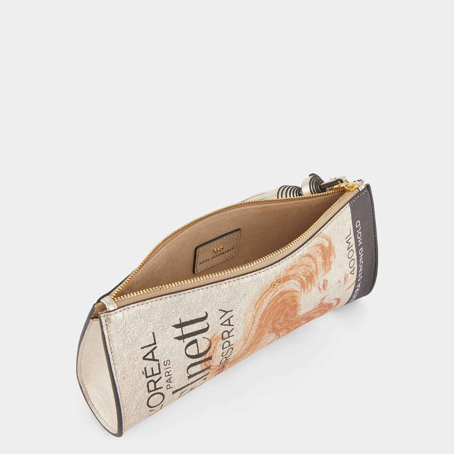 Anya Brands Elnett Tassel Clutch -

                  
                    Crinkled metallic leather in gold -
                  

                  Anya Hindmarch UK
