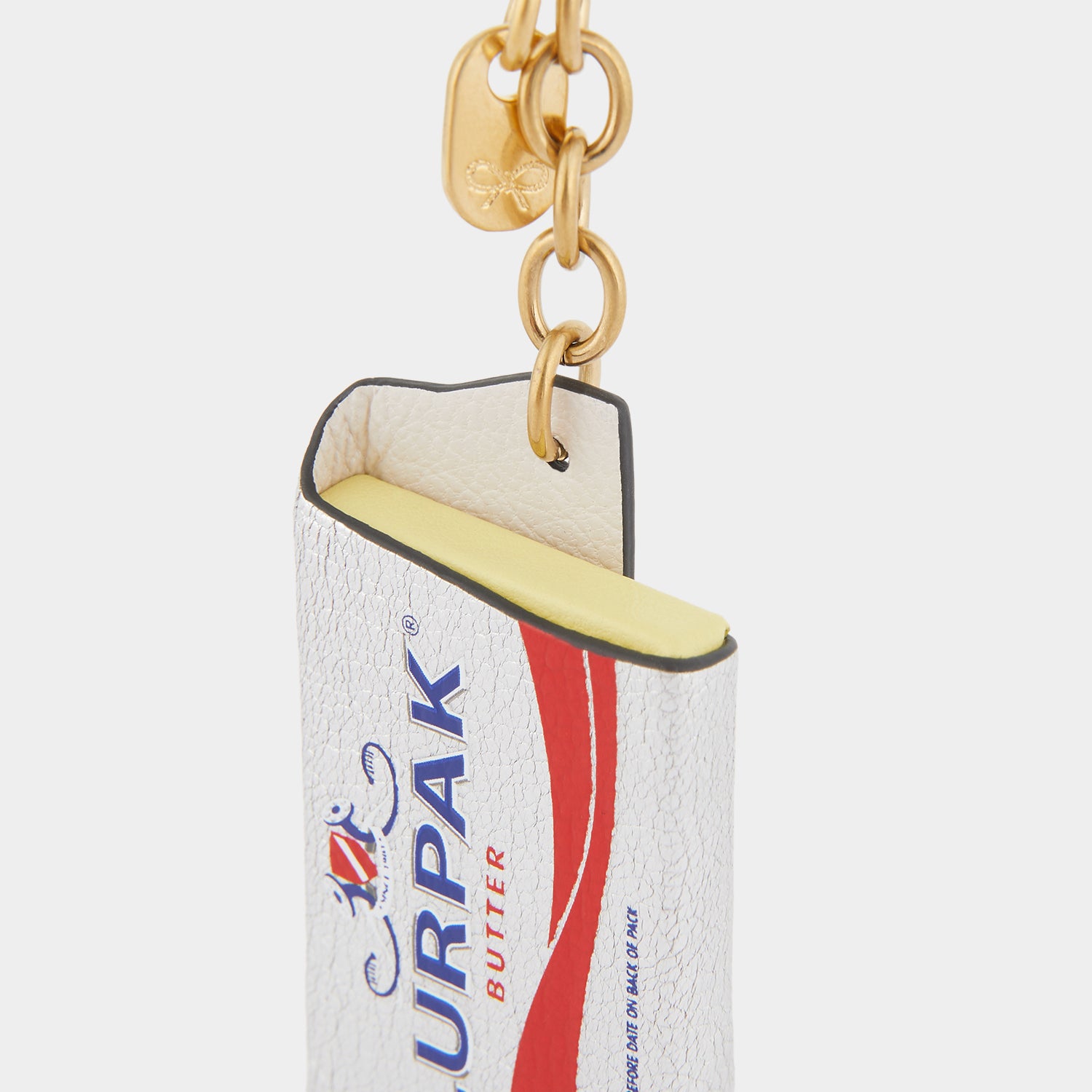 Anya Brands Lurpak Charm -

                  
                    Capra Leather in Silver -
                  

                  Anya Hindmarch UK
