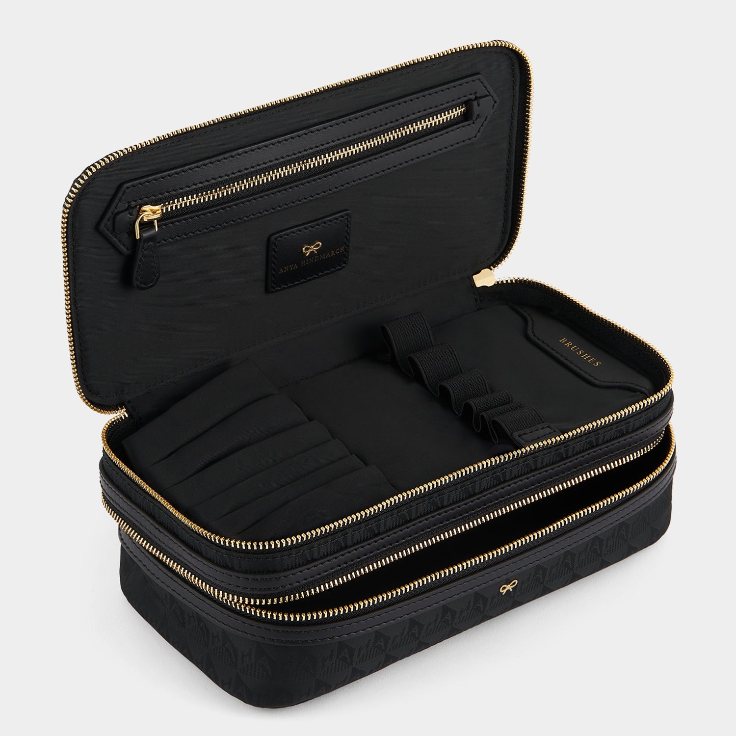 Logo Make-Up Pouch -

          
            Jacquard Nylon in Black -
          

          Anya Hindmarch UK
