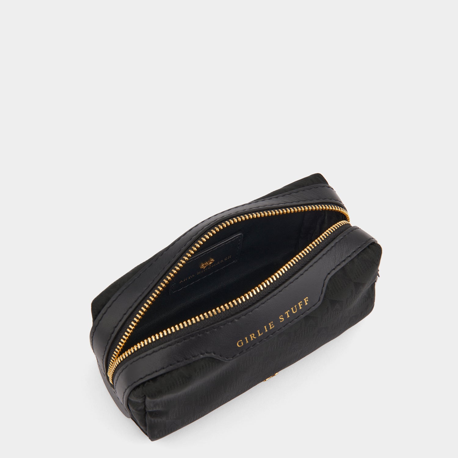 Logo Girlie Stuff Pouch -

                  
                    Jacquard Nylon in Black -
                  

                  Anya Hindmarch UK
