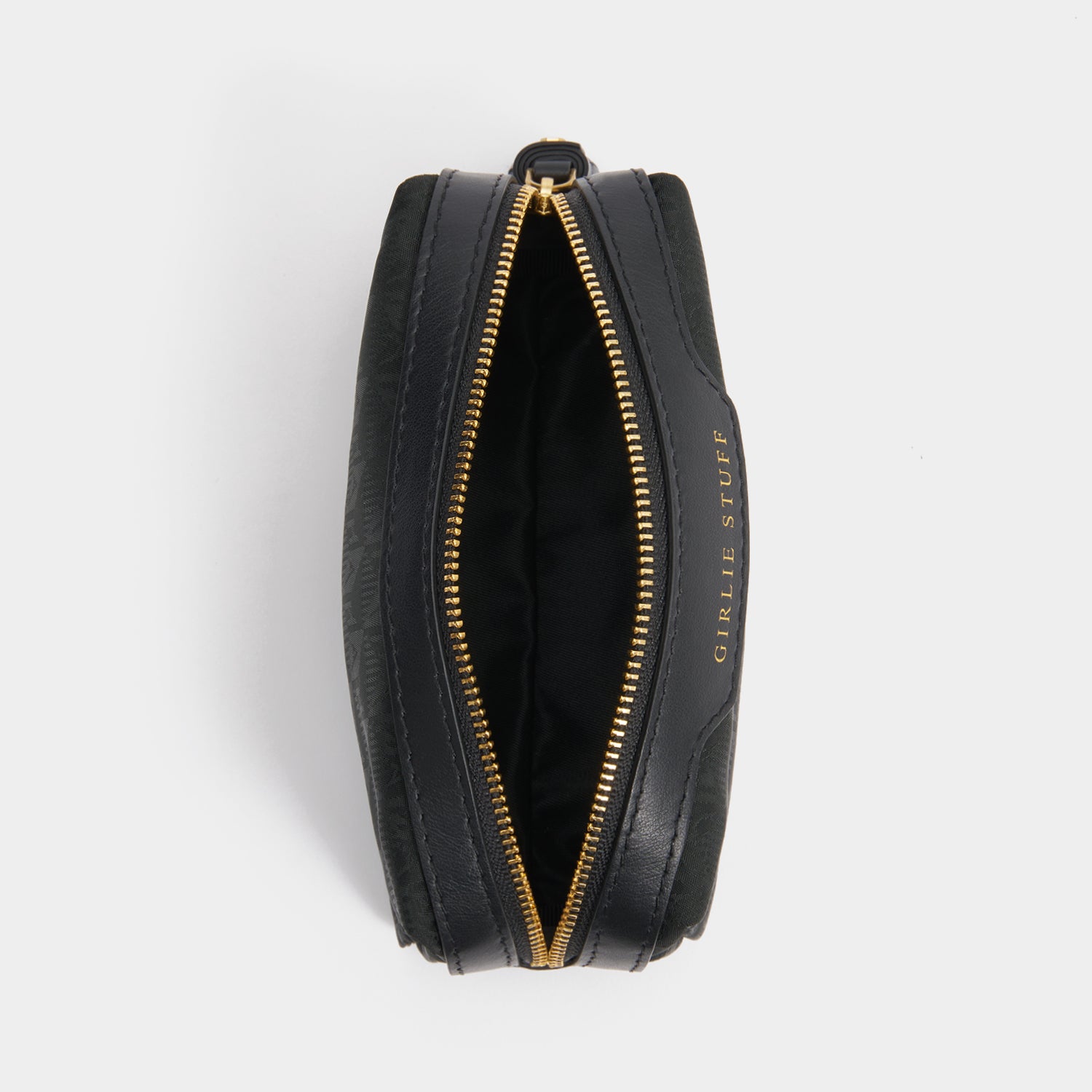 Logo Girlie Stuff Pouch -

          
            Jacquard Nylon in Black -
          

          Anya Hindmarch UK
