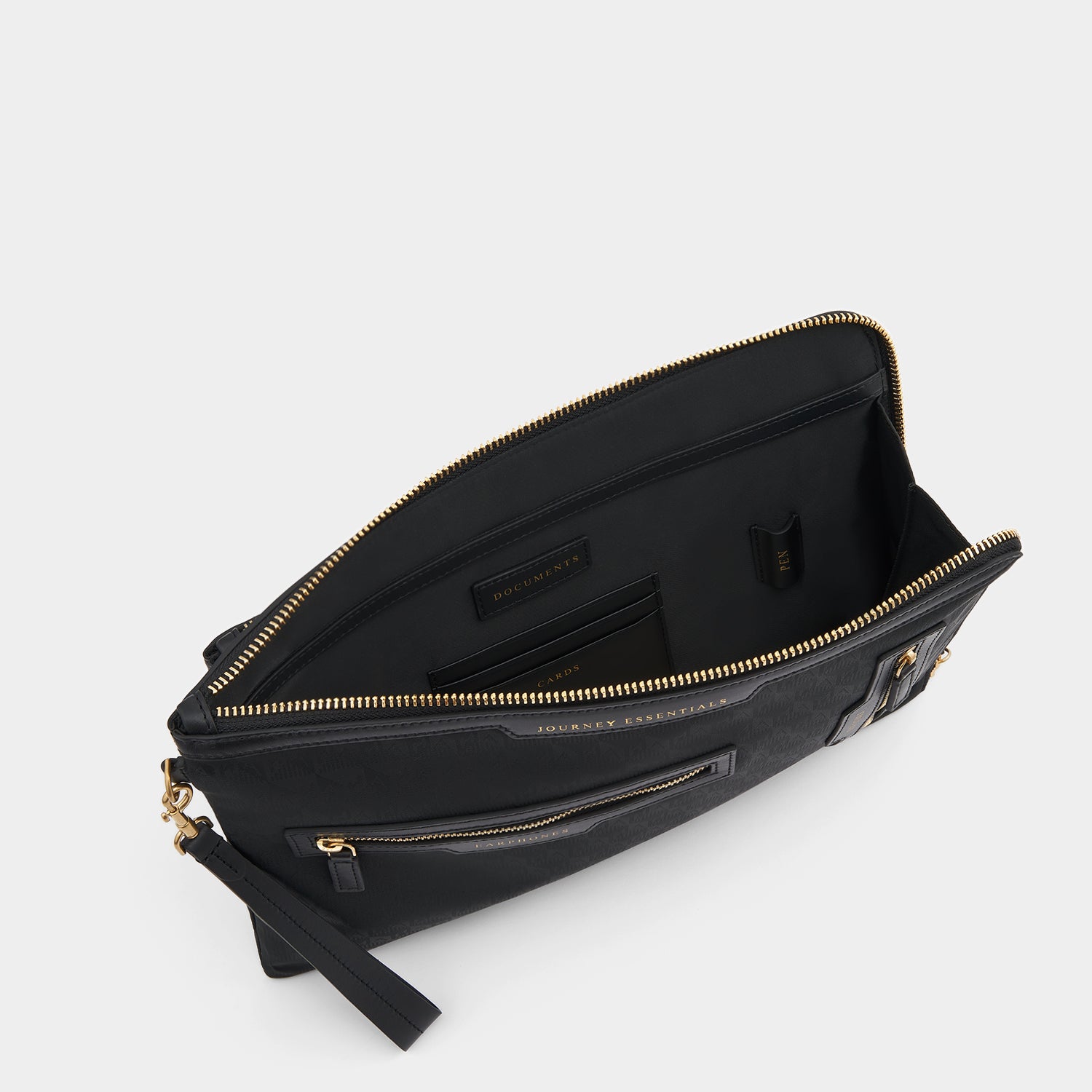 Logo Journey Essentials Pochette -

                  
                    Jacquard Nylon in Black -
                  

                  Anya Hindmarch UK
